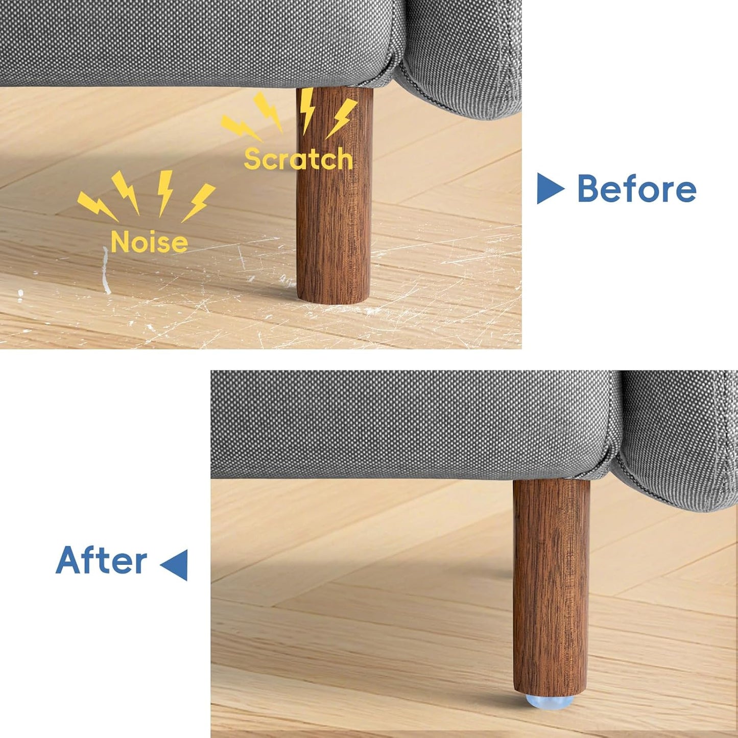 Transparent Screw Feet Rubber Pads Non Slip Non Skid Feet Pad for Furniture -Pack of 20