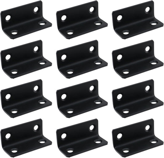 L Bracket for Shelves Heavy Duty Corner Brace Stainless Steel Shelf Brackets Metal Braces for Wood Furniture Cabinet Chair, Black ,1.8" x 0.79"x 0.79"-5pcs