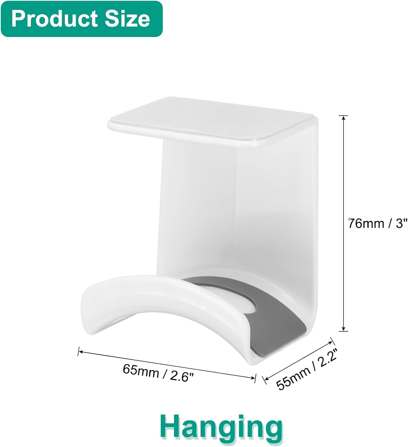 Headphone Stand, 1 Pcs ABS Headset Holder Adhesive Headphone Holder Hook Mount Headphone Hanger Hook Under Desk for Gaming Headphones Earphones Cables, White(Hanging)