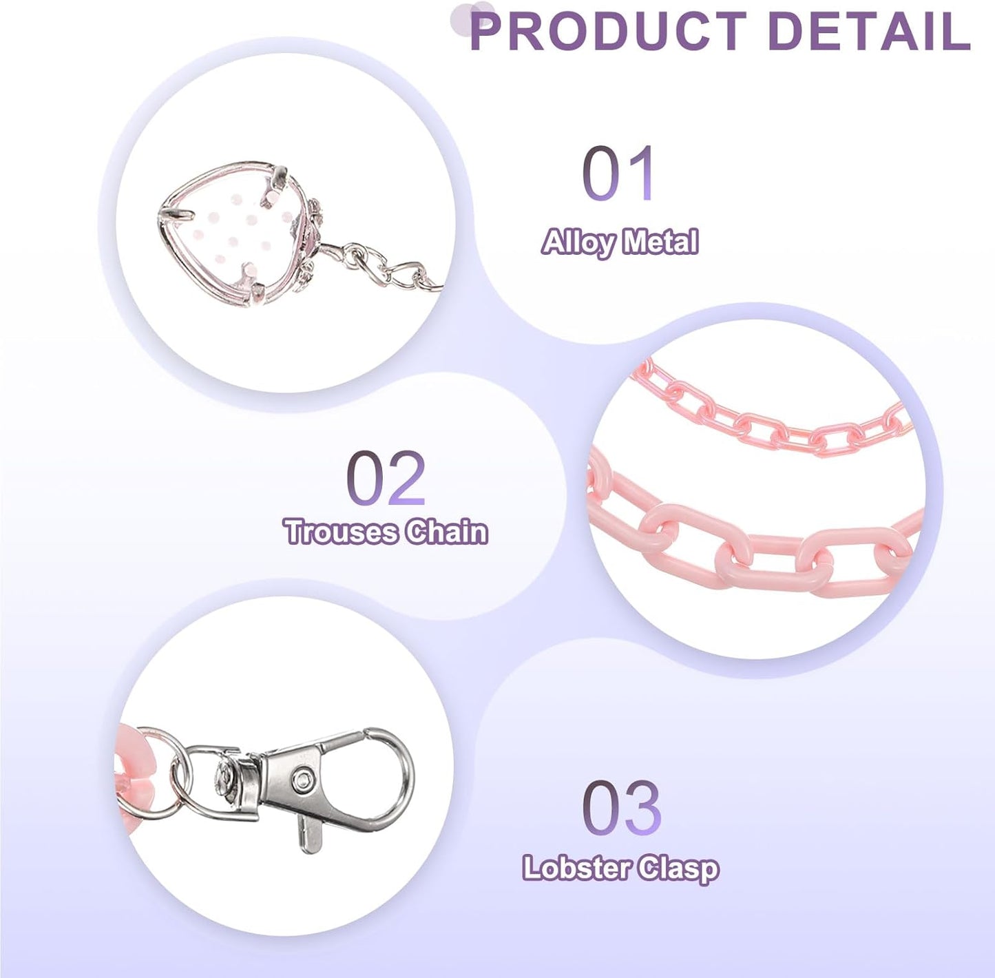 Strawberry Punk Pants Chain for Women and Men, Jeans Chain Trousers Chain Anti-Theft Belt Wallet Chain Waist Chains with Lobster Clasps for Hip Hop Accessories (Pink)