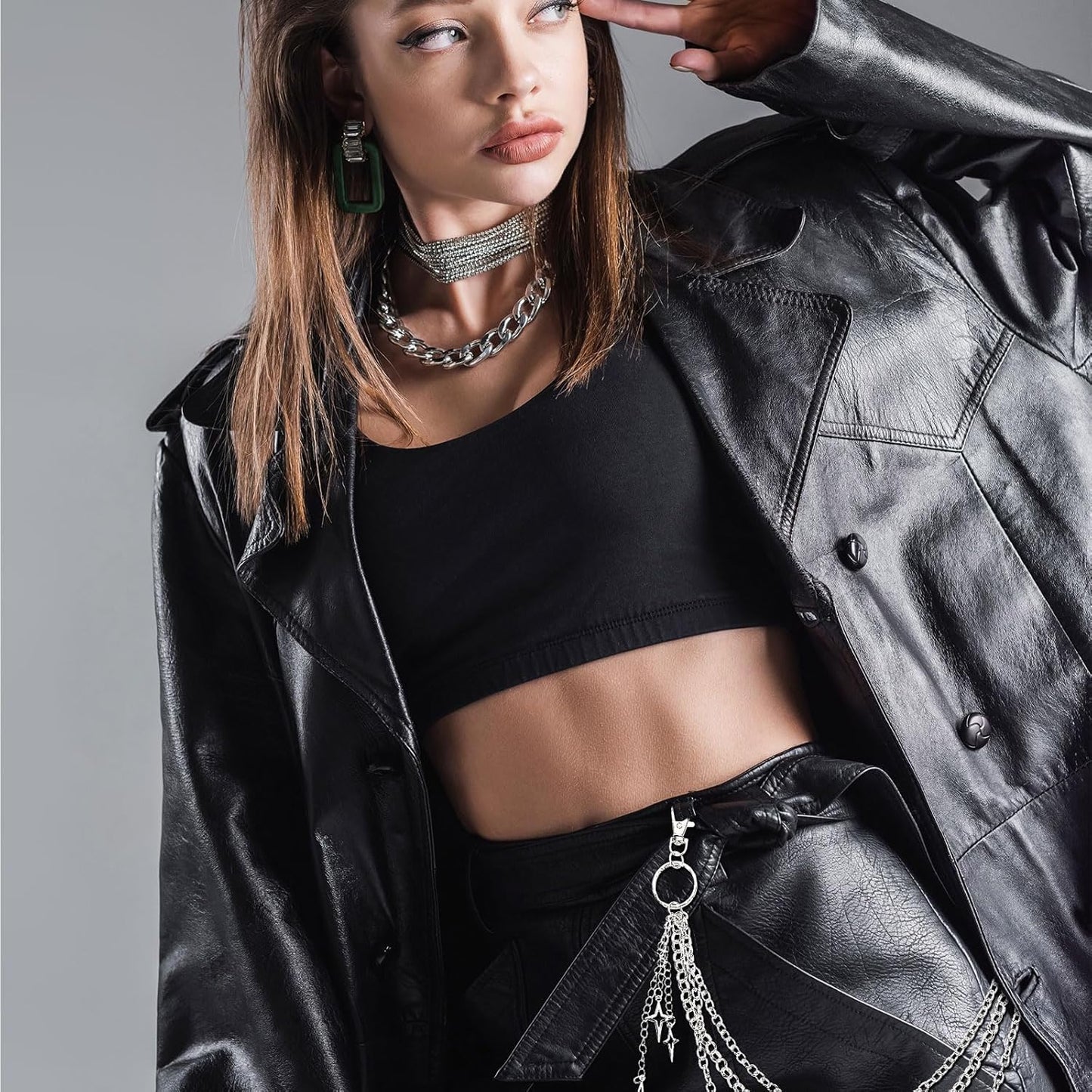 Strawberry Punk Pants Chain for Women and Men, Jeans Chain Trousers Chain Anti-Theft Belt Wallet Chain Waist Chains with Lobster Clasps for Hip Hop Accessories (Pink)