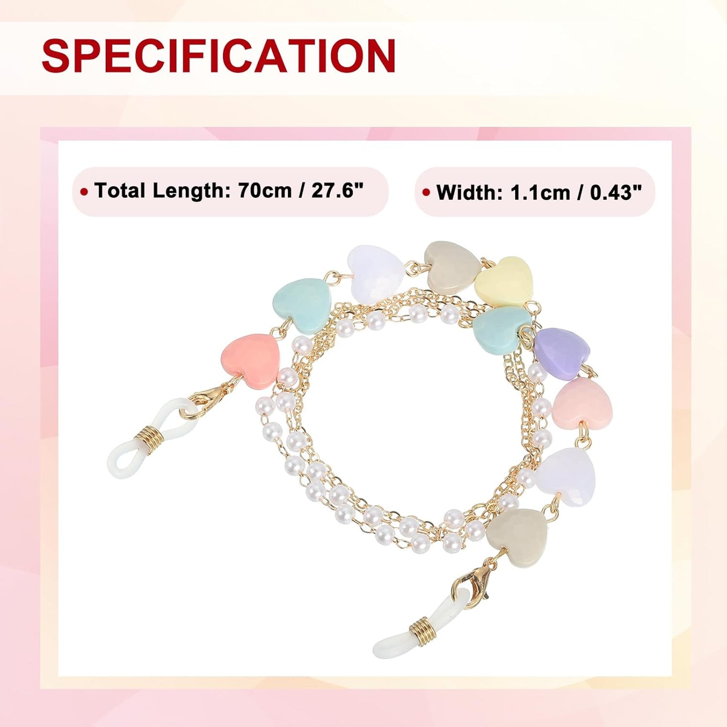 Beads Eyeglass Chain, Pearl Glasses Strap Eyewear Retainer Chain Around Neck Sunglass Holder for Girls Women