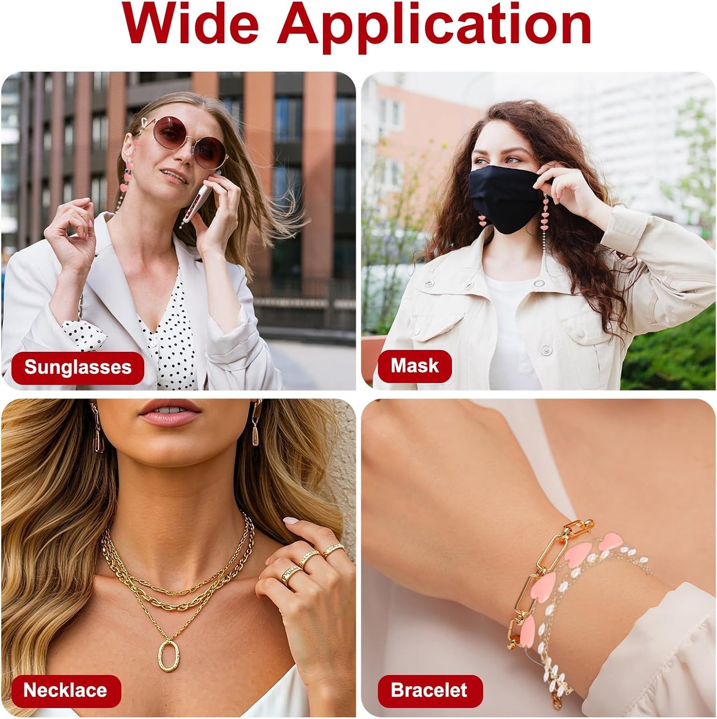 Beads Eyeglass Chain, Pearl Glasses Strap Eyewear Retainer Chain Around Neck Sunglass Holder for Girls Women