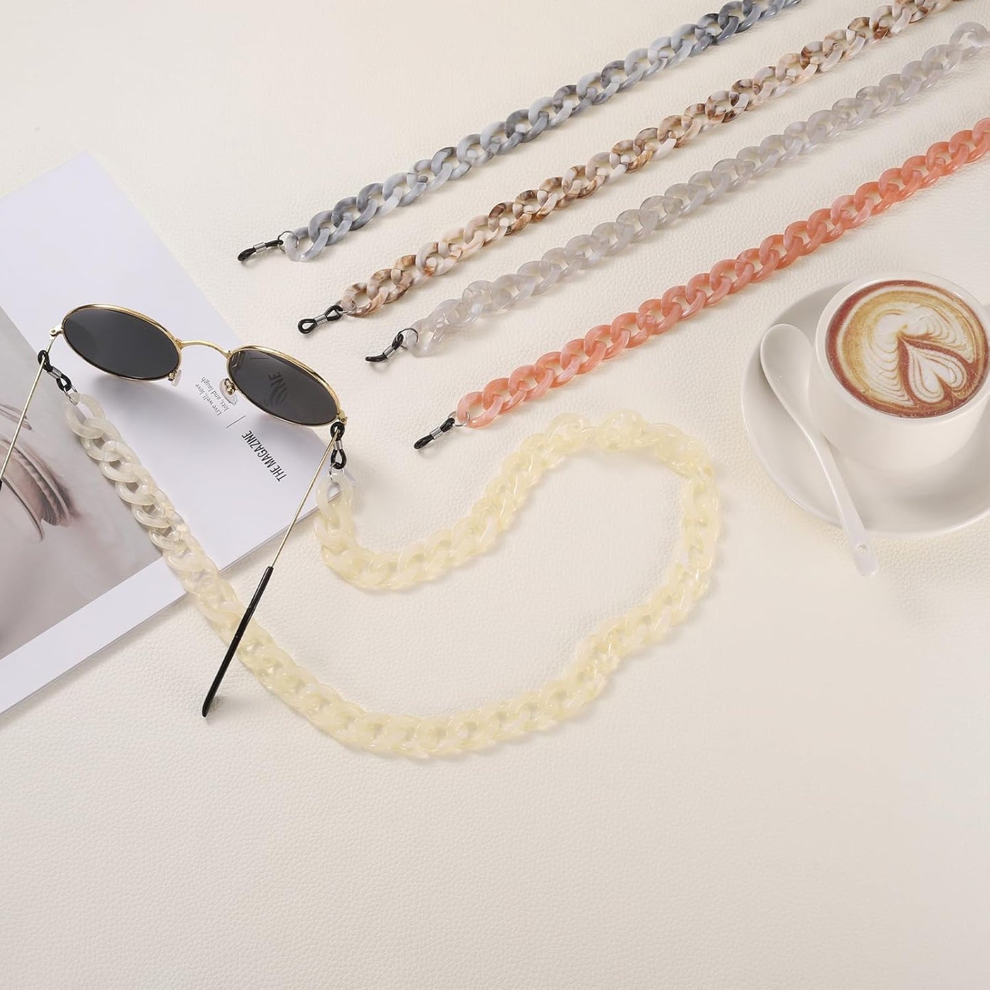 Eyeglass Chains for Women, Acrylic Eyeglass Holder Chains Adjustable Sunglasses Lanyards Holder Chain for Glasses
