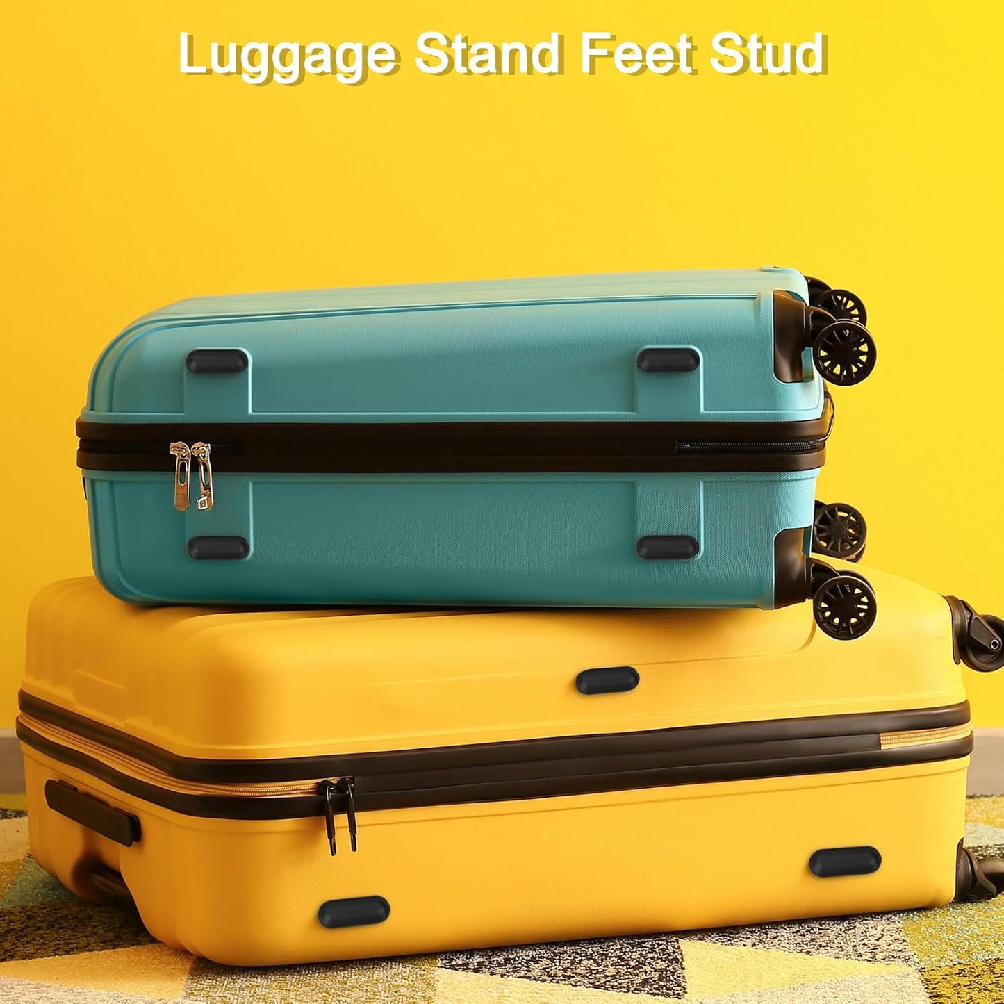 4Pcs Luggage Replacement Pads, Plastic Luggage Stand Feet Stud, Suitcase and Travel Gear Bottom Side Accessories with Self-Tapping Screws, Black (57x24x15mm)