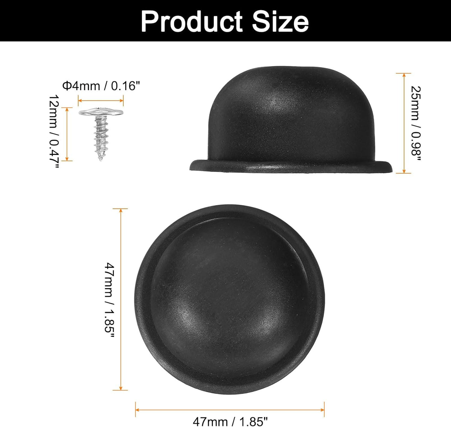 4Pcs Luggage Replacement Pads, Plastic Luggage Stand Feet Stud, Suitcase and Travel Gear Bottom Side Accessories with Self-Tapping Screws, Black (47x47x25mm)