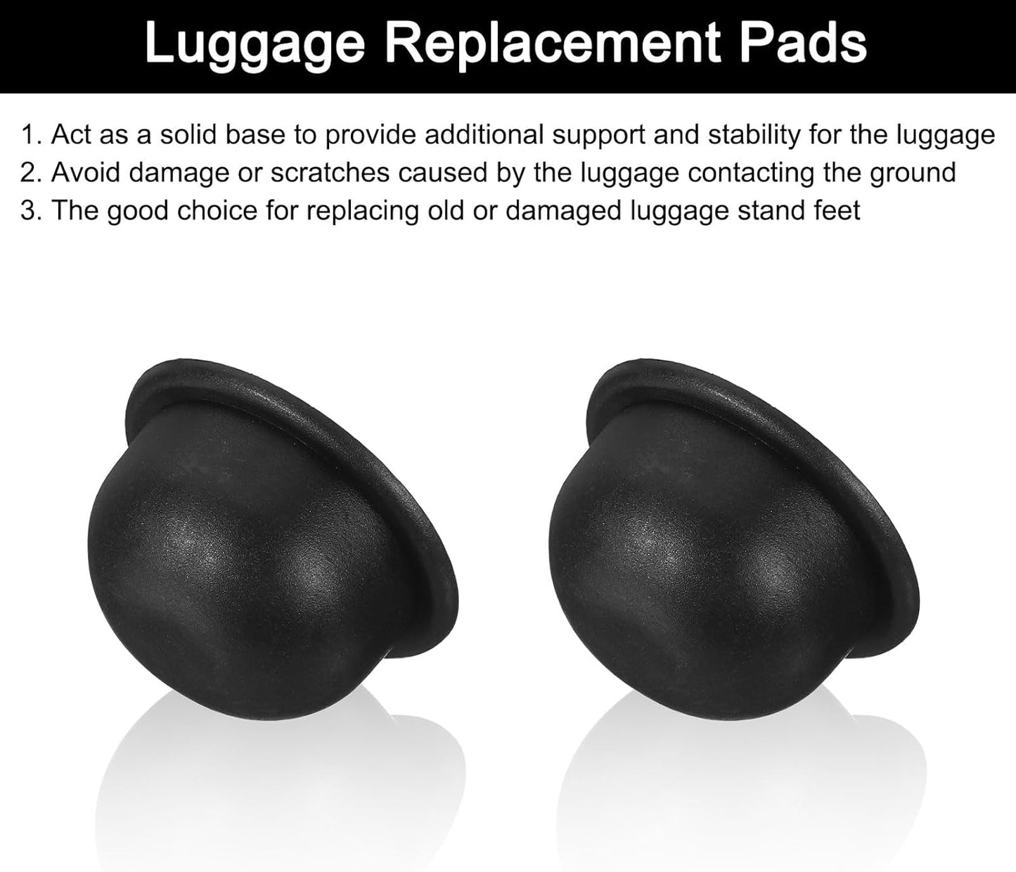 4Pcs Luggage Replacement Pads, Plastic Luggage Stand Feet Stud, Suitcase and Travel Gear Bottom Side Accessories with Self-Tapping Screws, Black (47x47x25mm)
