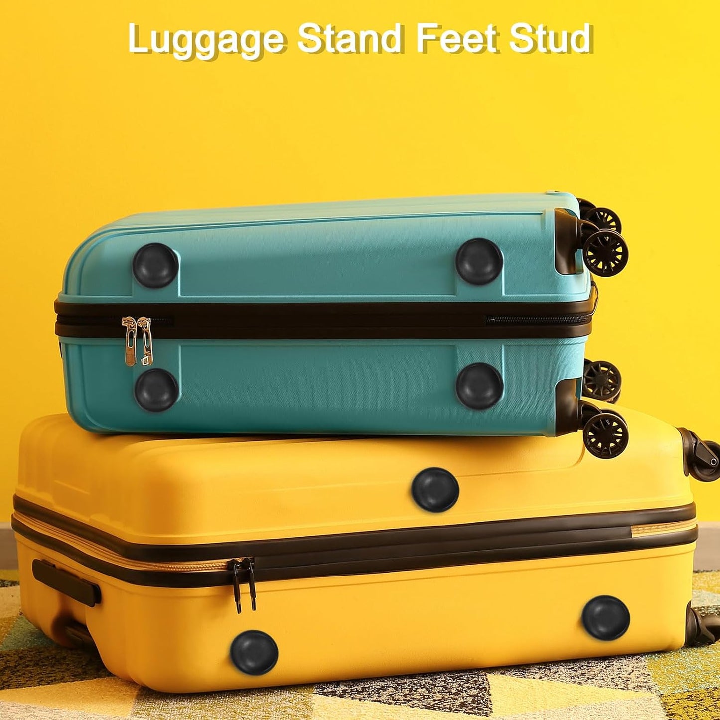 4Pcs Luggage Replacement Pads, Plastic Luggage Stand Feet Stud, Suitcase and Travel Gear Bottom Side Accessories with Self-Tapping Screws, Black (47x47x25mm)