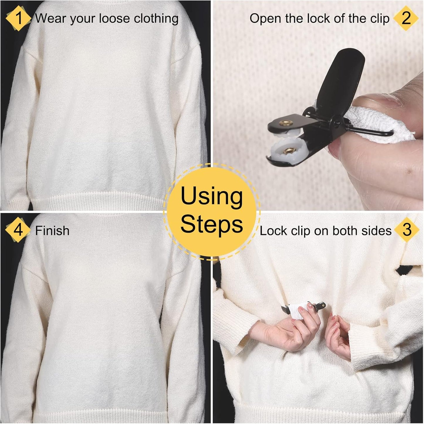 Dress Cinch Clips, Sweater Clips Shawl Cardigan Collar Clips Scarf Clip Tightener Dress Clips Back Cinch for Women