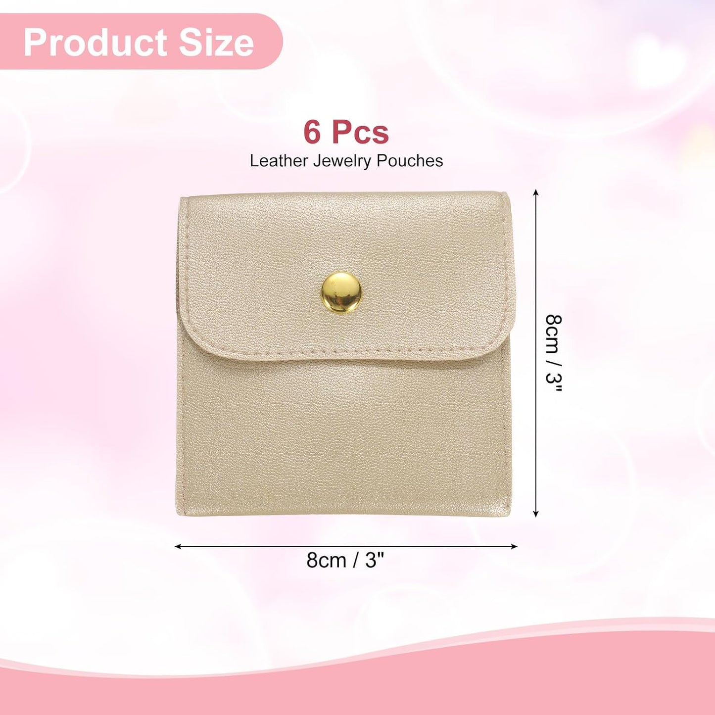 6 Pcs Mini Jewelry Pouch, 8 Inch PU Leather Small Jewelry Bags Soft Jewelry Package Gift Storage Bag Travel Jewelry Bag for Women Rings Necklace Bracelet, Gold