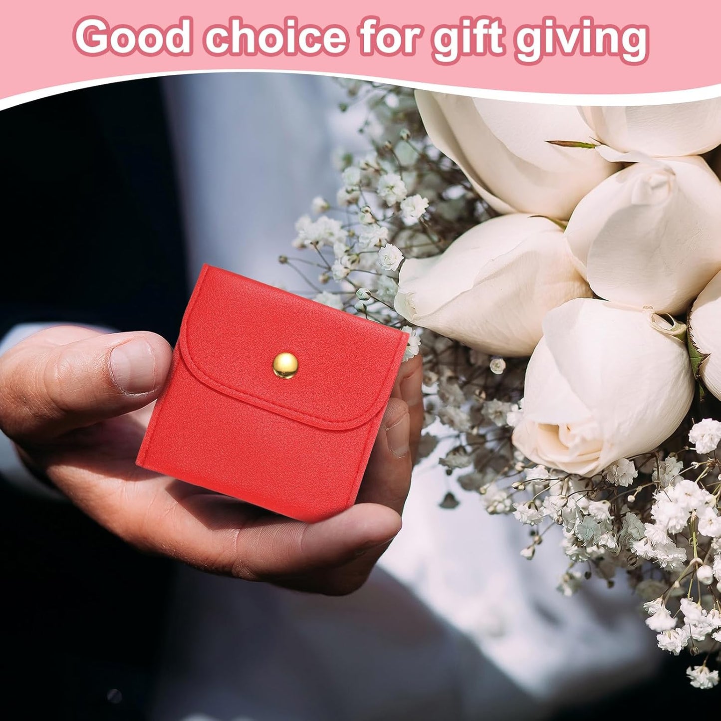 6 Pcs Mini Jewelry Pouch, 8 Inch PU Leather Small Jewelry Bags Soft Jewelry Package Gift Storage Bag Travel Jewelry Bag for Women Rings Necklace Bracelet, Gold