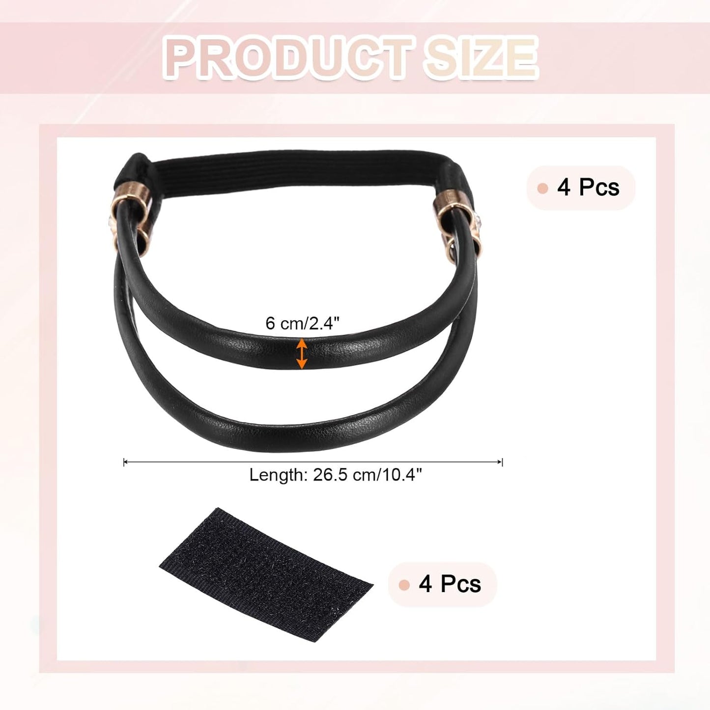 4 Pairs High Heels Shoe Straps, Rhinestone Elastic Shoe Straps Heels Detachable Ankle Straps Replacement Shoelace Crystal for Women Loose Slippers Sandals, Matte Black