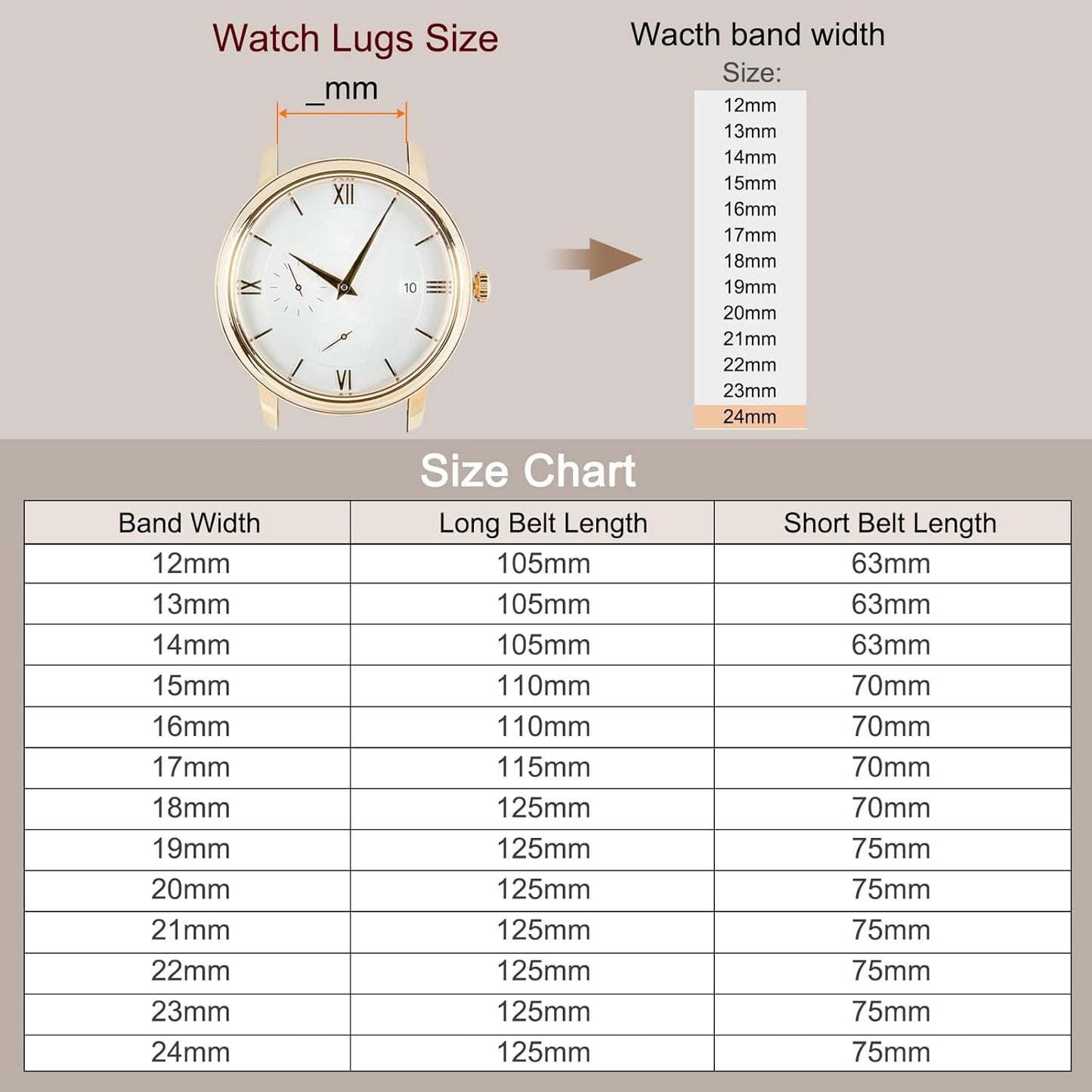 Multiple Sizes Leather Watch Band Quick Release Deployment Buckle Cowhide Watch Strap for Men and Women