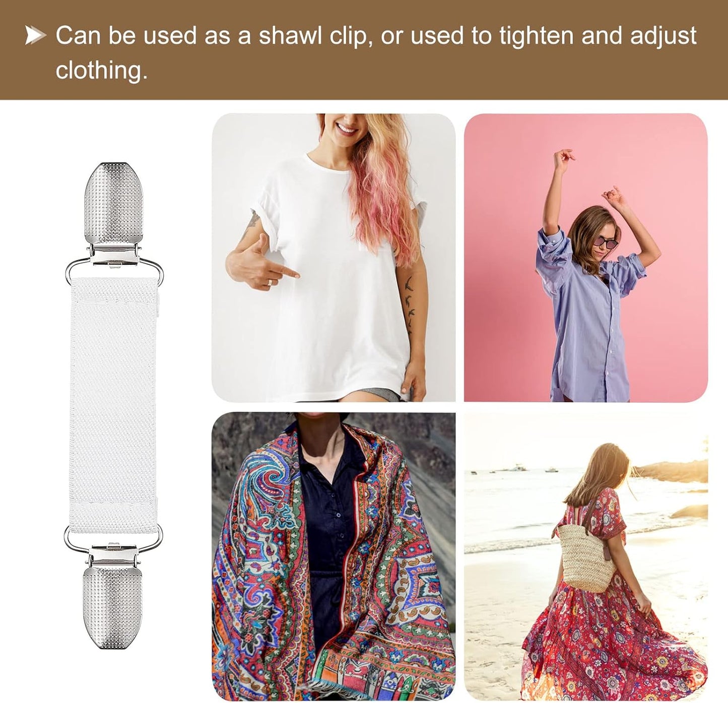 Dress Cinch Clip, Sweater Clips Shawl Cardigan Collar Clips Scarf Clip Elastic Dress Clips Back Cinch for Women