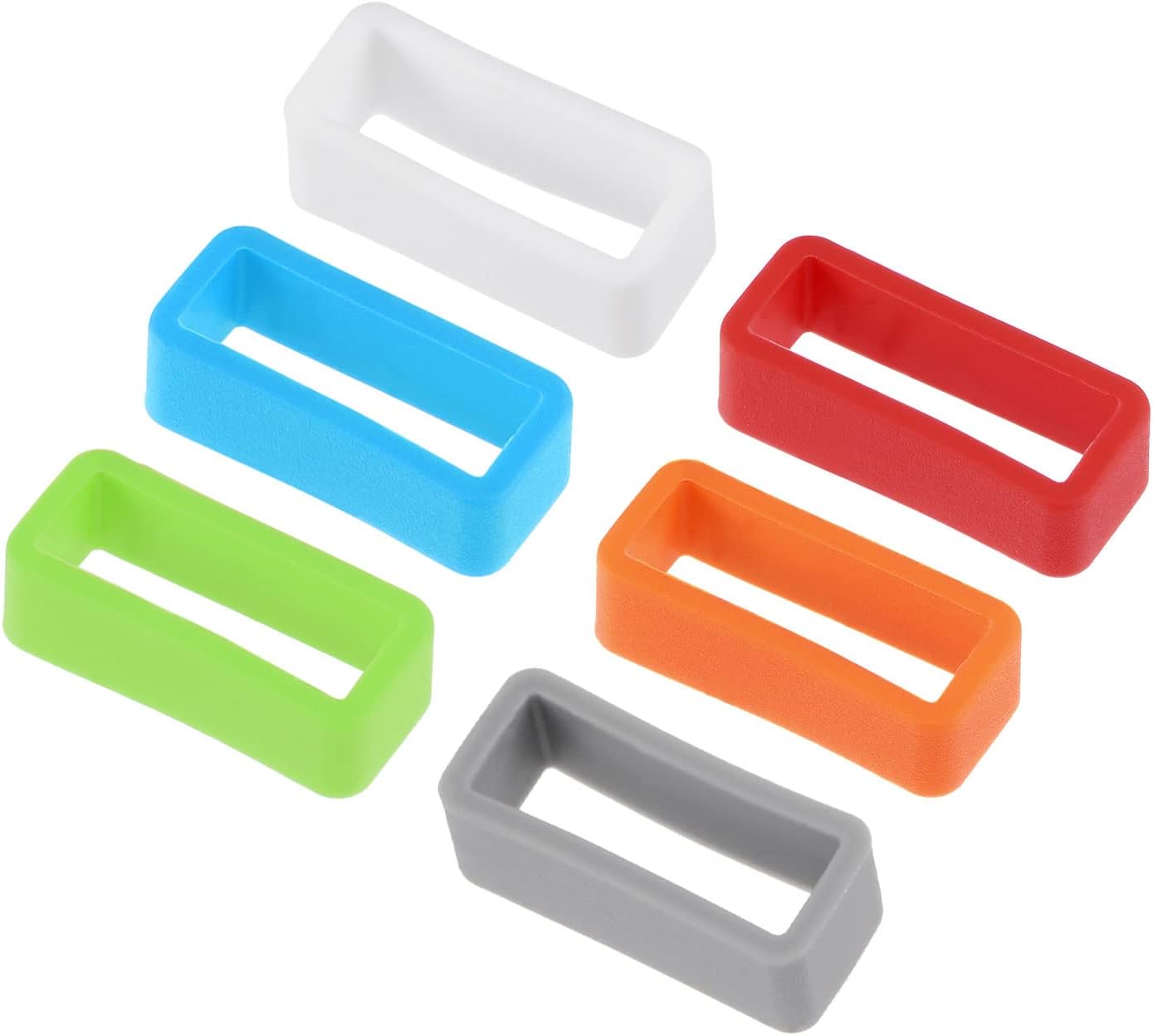 Watch Band Strap Loops, 18mm Width Rubber Fastener Rings Silicone Watch Holder Retainers for Watch Band Mix Color 6 Pcs
