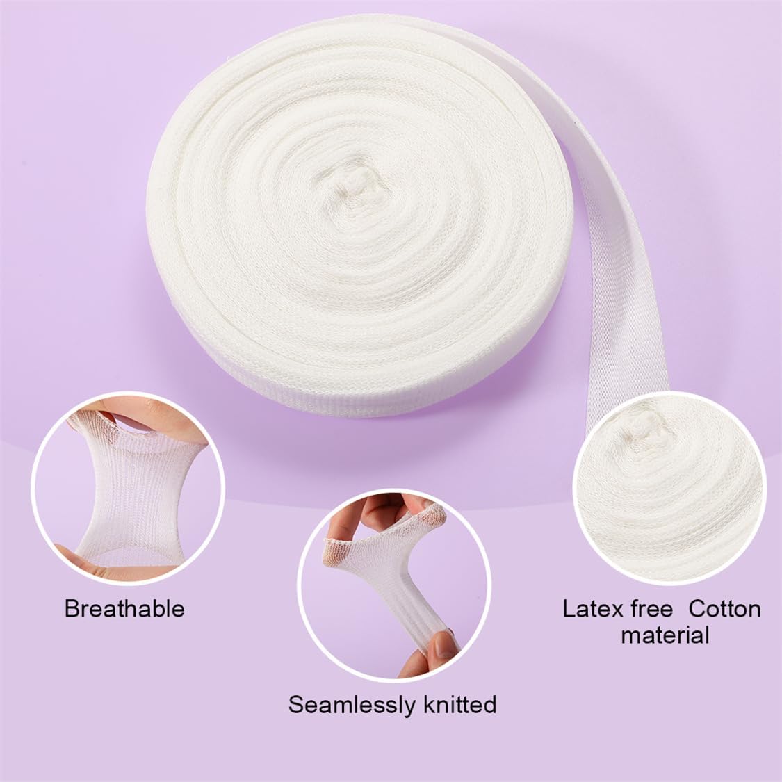 Tubular Stockinette Gauze Finger Tubular Bandage 21.9 Yard Breathable Net Wound Dressing Retainer for Thumb Toe with 3PCS Finger Splint