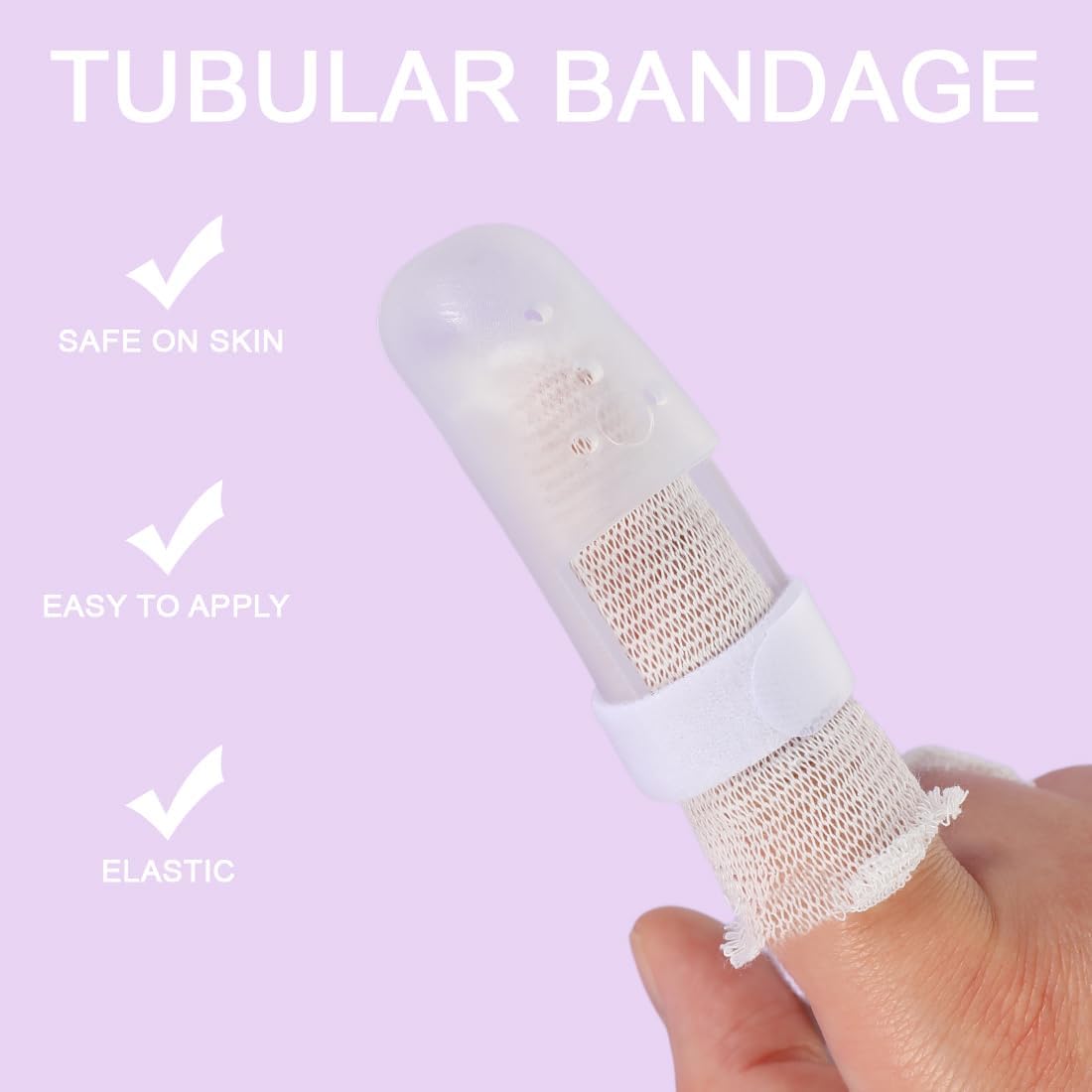 Tubular Stockinette Gauze Finger Tubular Bandage 21.9 Yard Breathable Net Wound Dressing Retainer for Thumb Toe with 3PCS Finger Splint
