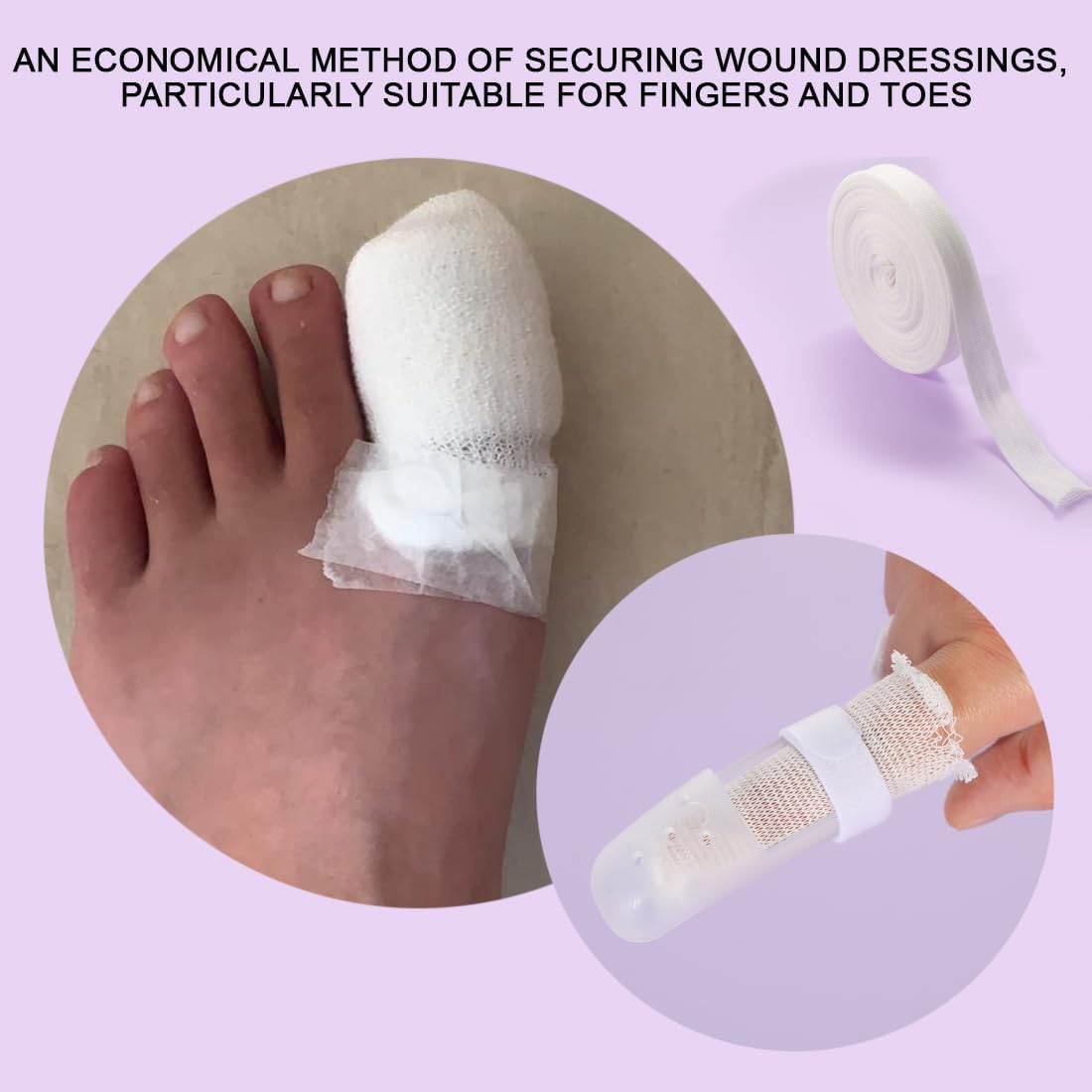 Tubular Stockinette Gauze Finger Tubular Bandage 21.9 Yard Breathable Net Wound Dressing Retainer for Thumb Toe with 3PCS Finger Splint
