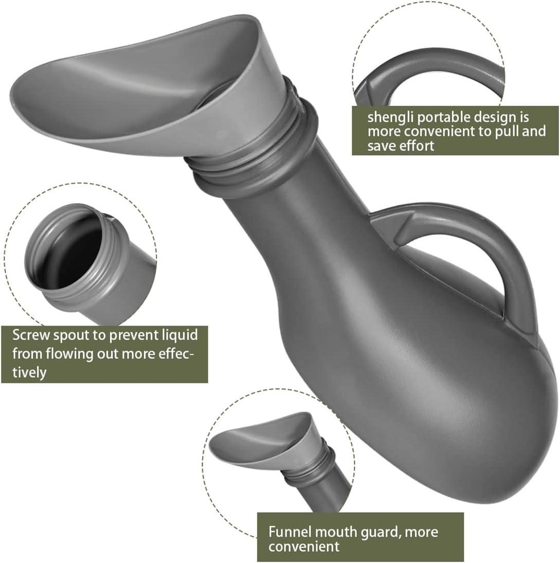 Urinal Bottle Unisex Urinals Portable Urine Bottle with Screw Lid 1000ml Plastic Pee Bottles Emergency Toilet for Women Men