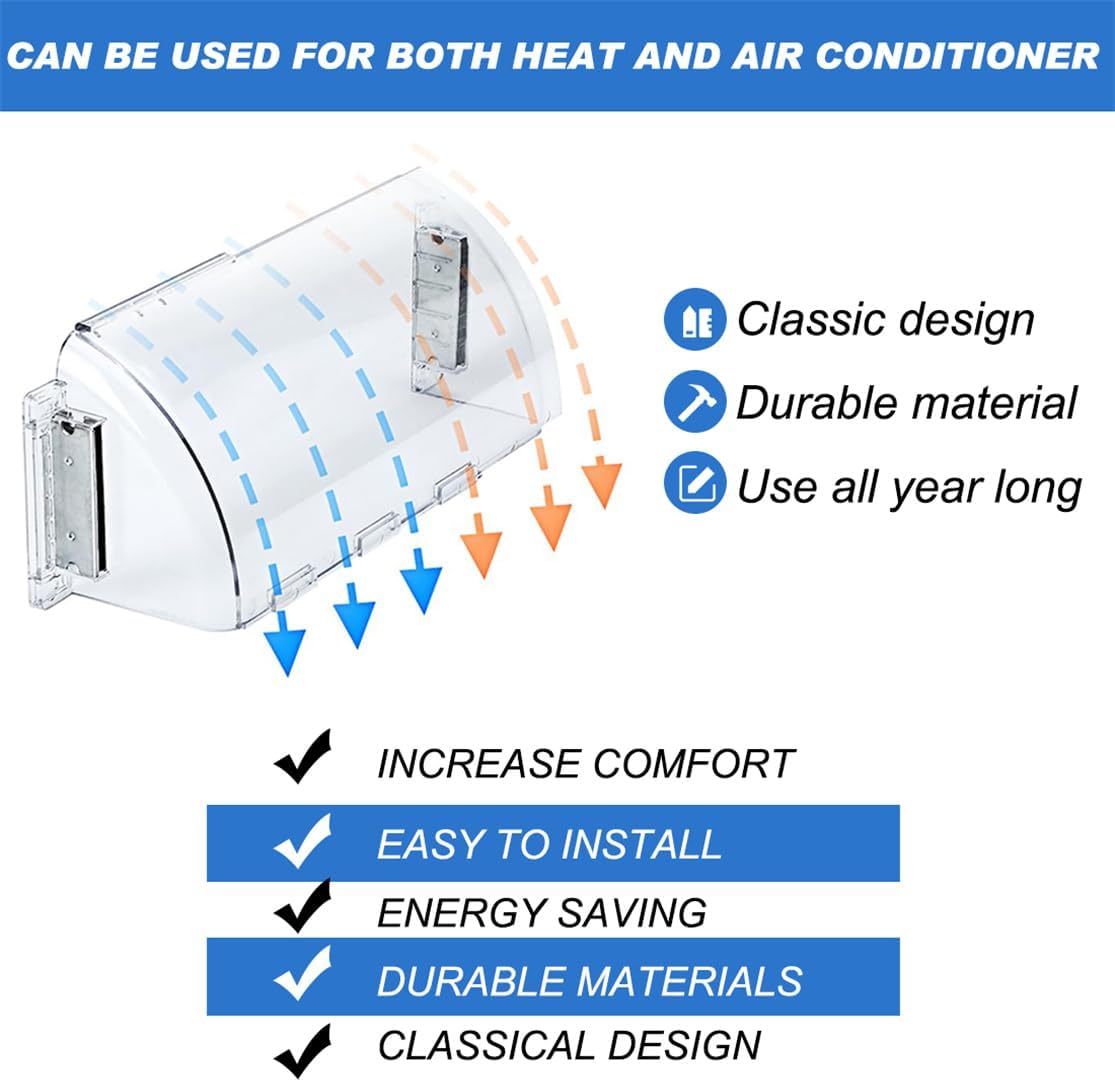 Air Vent Deflectors Adjustable Heat and Vent Cover Clear 2PCS Magnetic Air and Heat Deflector for Floor Vent Sidewalls and Ceiling Registers,8”-11”