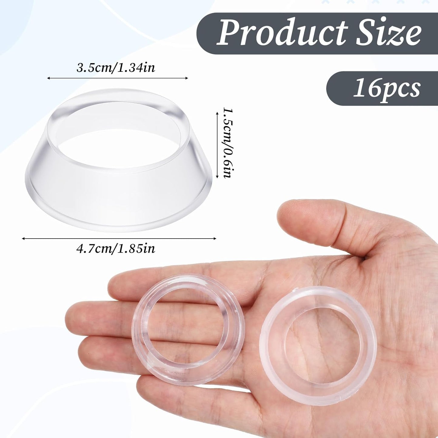 16 Pcs Acrylic Baseball Stand, 1.34 Inch Clear Ring Ball Sphere Stand Egg Crystal Holder Display Stands for Soccer, Basketball, Football, Volleyball, Softball, Bowling Ball, Collections