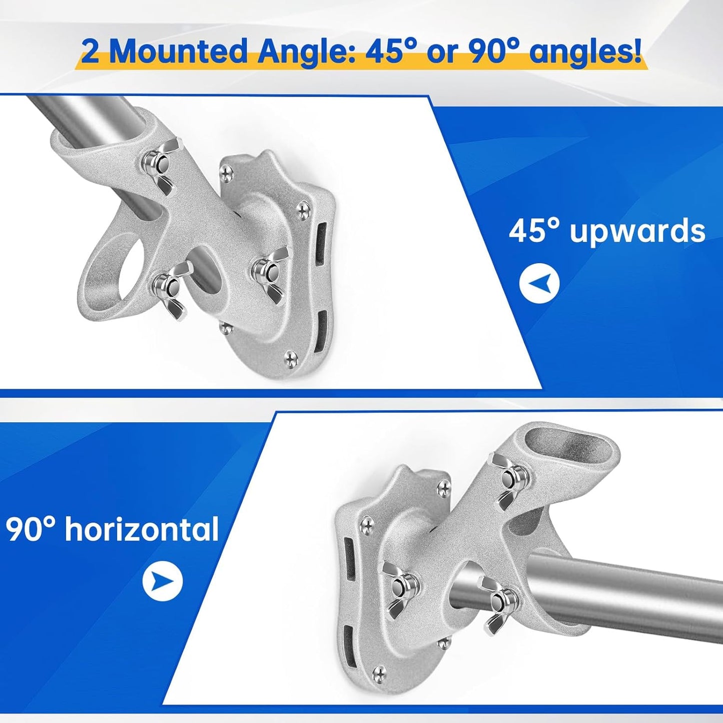Flag Pole Holder,  Flag Pole Brackets Mount Outside House Heavy-Duty Aluminum Metal Rust Proof Bracket 1" Inner Diameter 2 Positions with Hardwares for Outdoor Wall Mounting Porch( Silver-1 Pack)