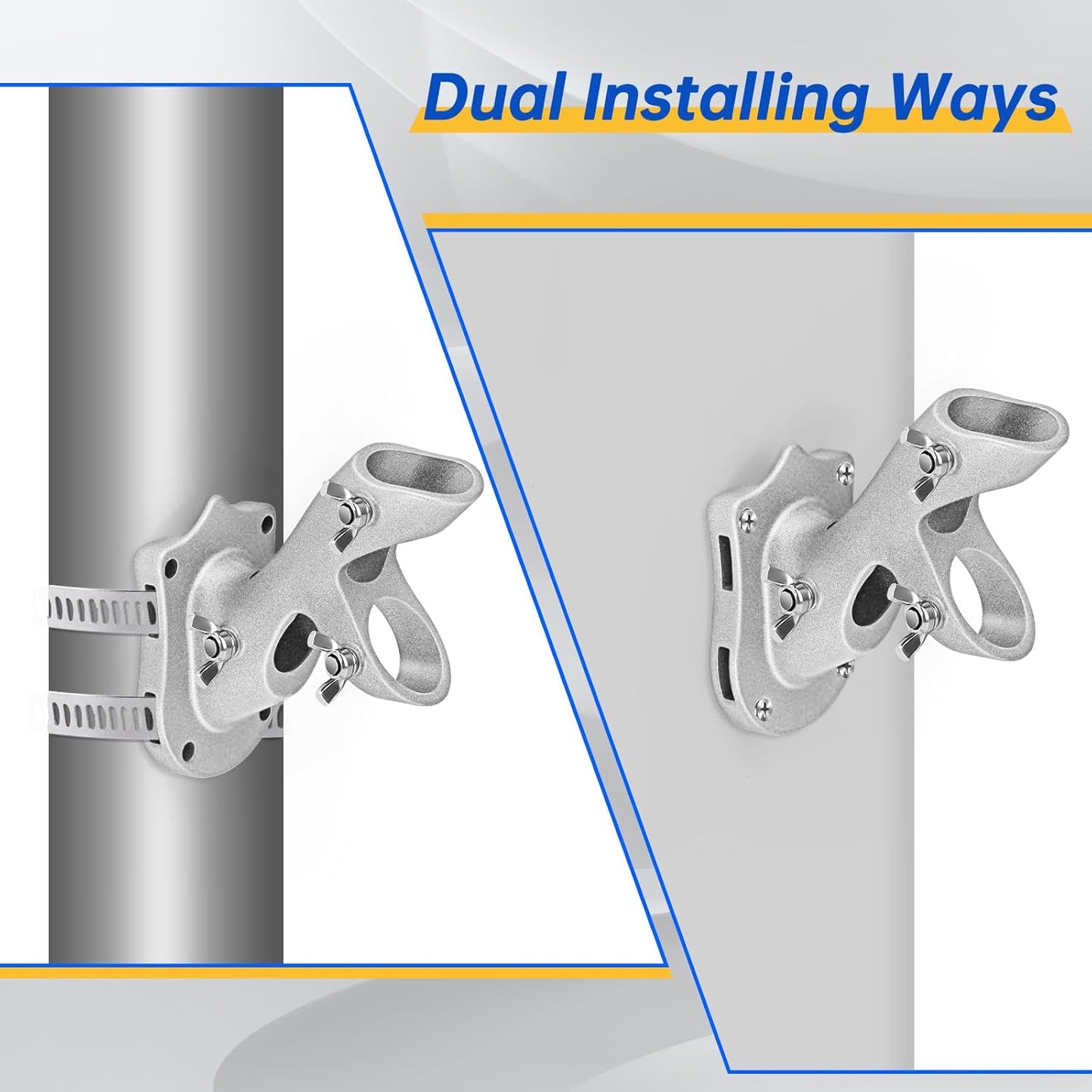 Flag Pole Holder,  Flag Pole Brackets Mount Outside House Heavy-Duty Aluminum Metal Rust Proof Bracket 1" Inner Diameter 2 Positions with Hardwares for Outdoor Wall Mounting Porch( Silver-1 Pack)