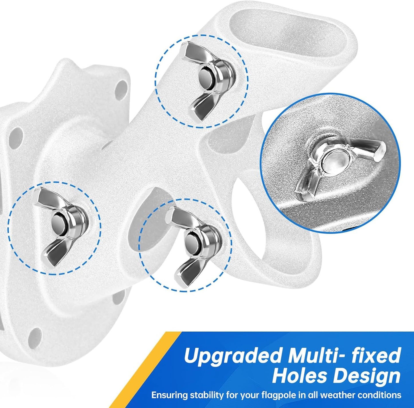 Flag Pole Holder,  Flag Pole Brackets Mount Outside House Heavy-Duty Aluminum Metal Rust Proof Bracket 1" Inner Diameter 2 Positions with Hardwares for Outdoor Wall Mounting Porch( Silver-1 Pack)