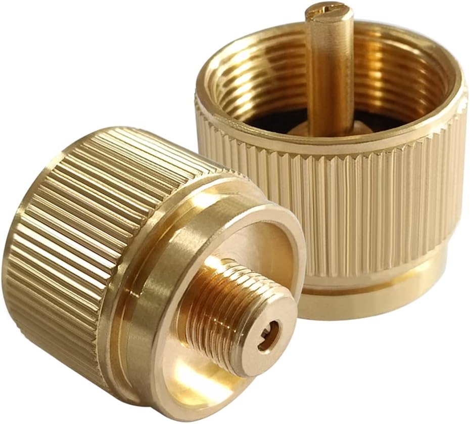 2PCS Portable Camping Stove Adapter 1LB Propane Small Tank Input and EN417 Lindal Valve Output Outdoor Cylinder LPG Canister Adapter