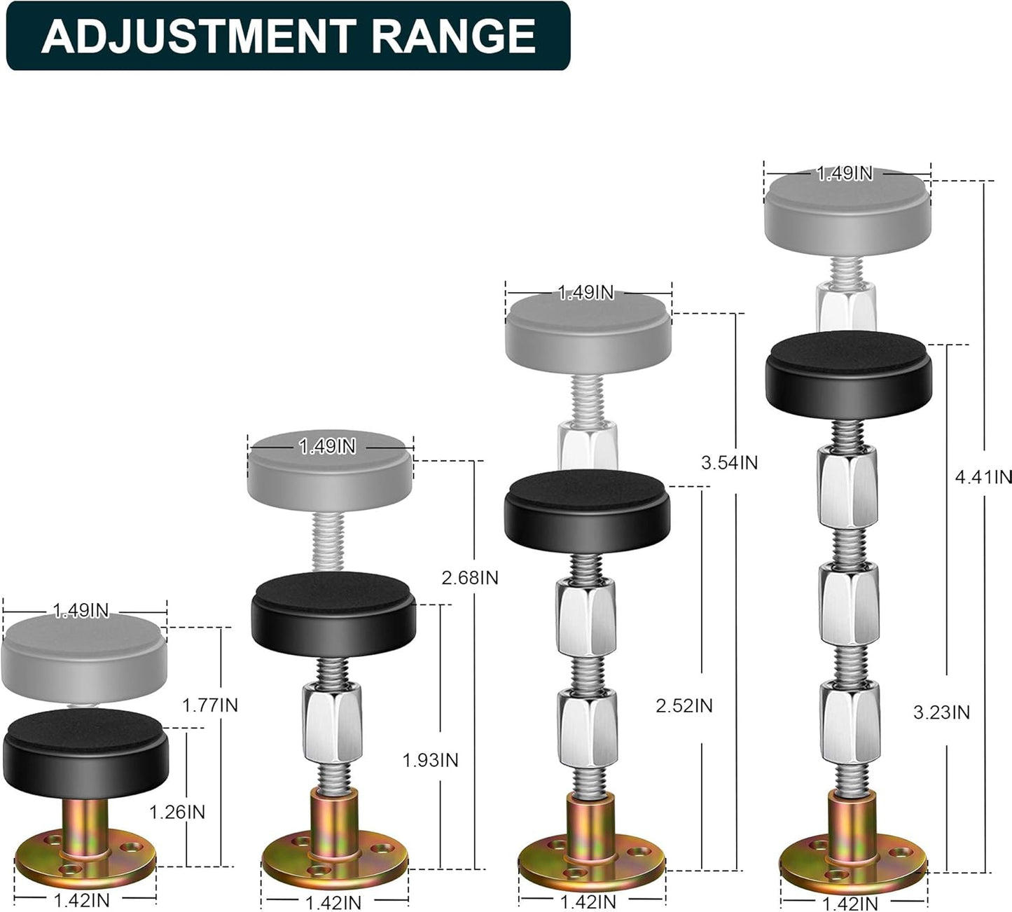 Headboard Stoppers for Wall, Adjustable Iron Bed Frame Anti-Shake Tool, Easy Install, Wall Protection,30-90mm(2PCs)