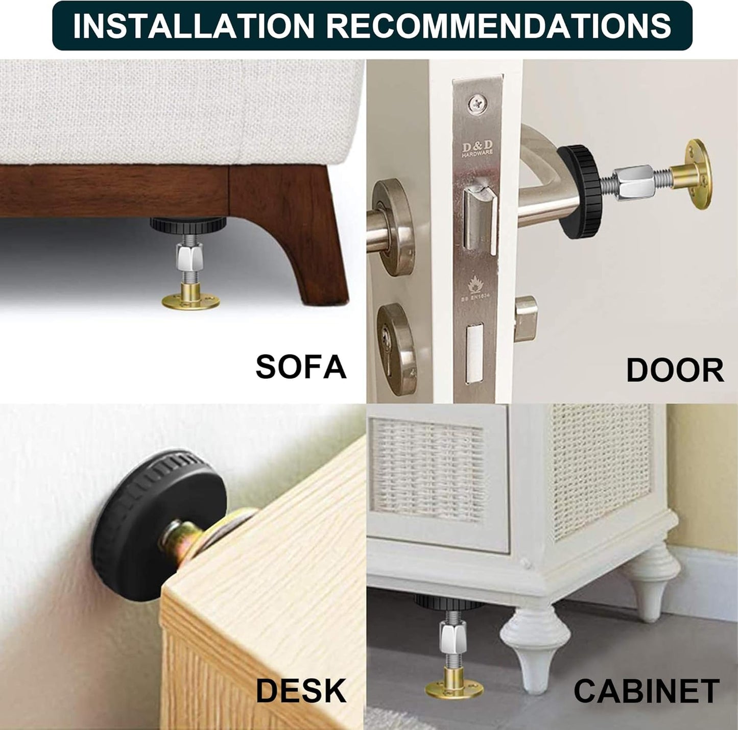 Headboard Stoppers for Wall, Adjustable Iron Bed Frame Anti-Shake Tool, Easy Install, Wall Protection,30-90mm(2PCs)