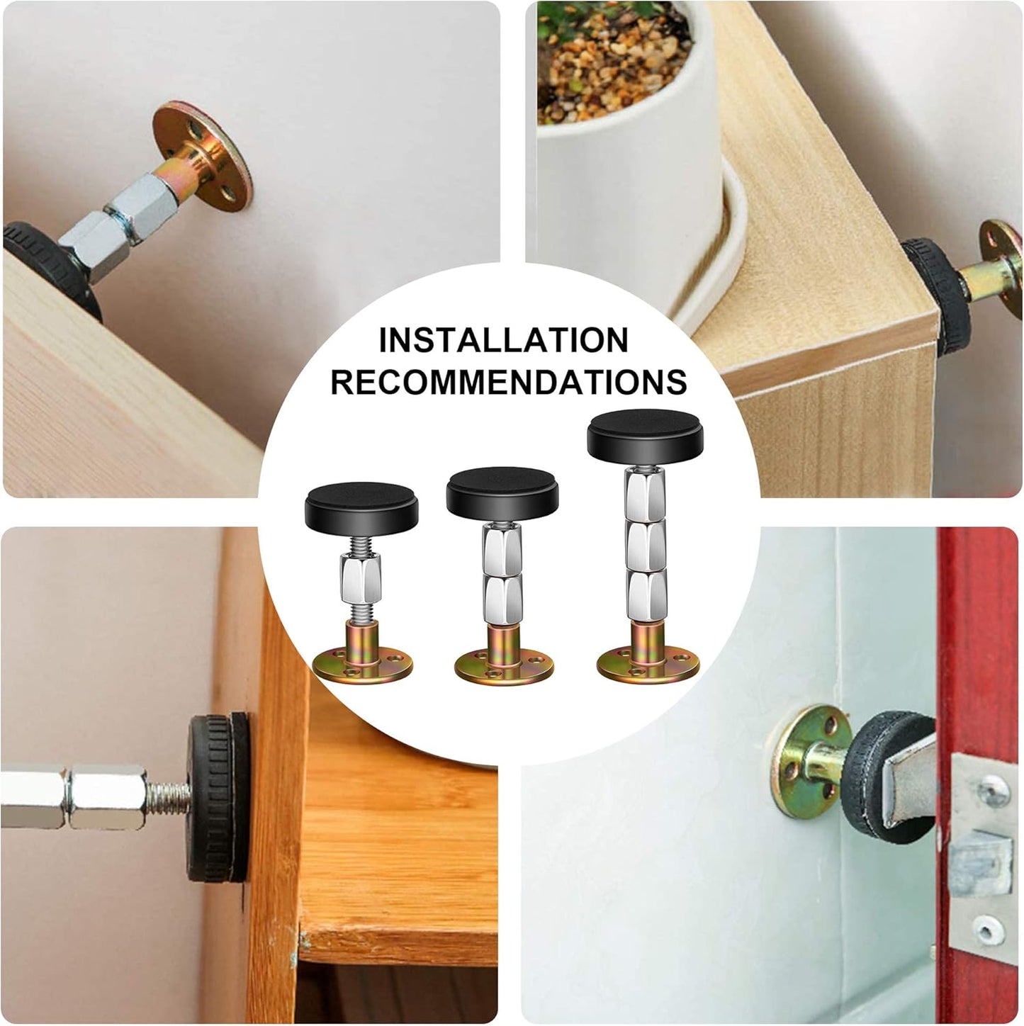 Headboard Stoppers for Wall, Adjustable Iron Bed Frame Anti-Shake Tool, Easy Install, Wall Protection,30-90mm(2PCs)