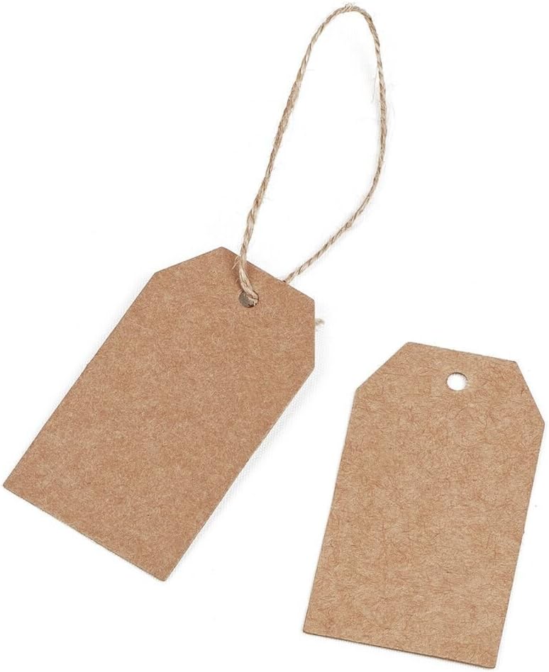 100 Pcs Christmas Gift Tags with String Kraft Paper Vintage Wedding Hang Tags 7x4cm with Natural Jute Twine