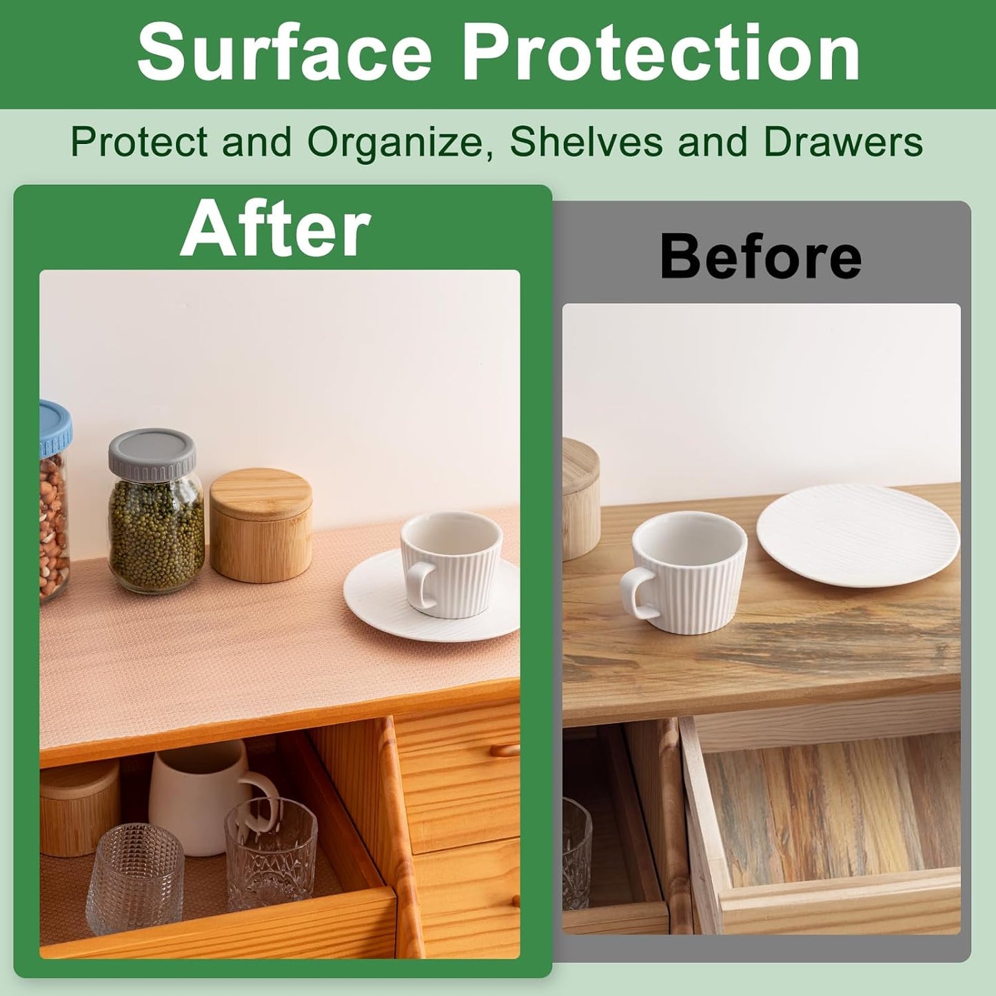 12 Inches x 20 FT Non-Adhesive Shelf Liner Water Resistant Oil-Proof Thickened Easy to Clean and Cut Drawer Mats for Refrigerator, Desk, Cabinet, Kitchen