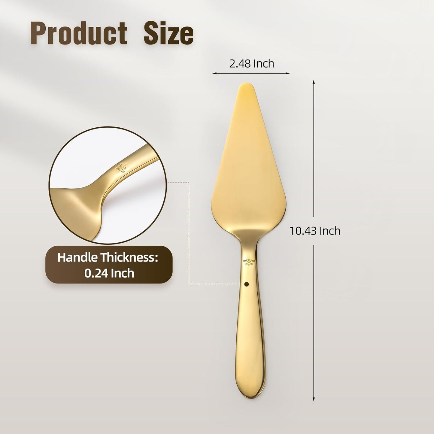 Cake Server, Wedding Cake Cutting Set 2 Piece Gold Cake Cutter, Stainless Steel Pie Server with Smooth Edge and Exquisite Pattern Design for Pastry Pizza Dessert