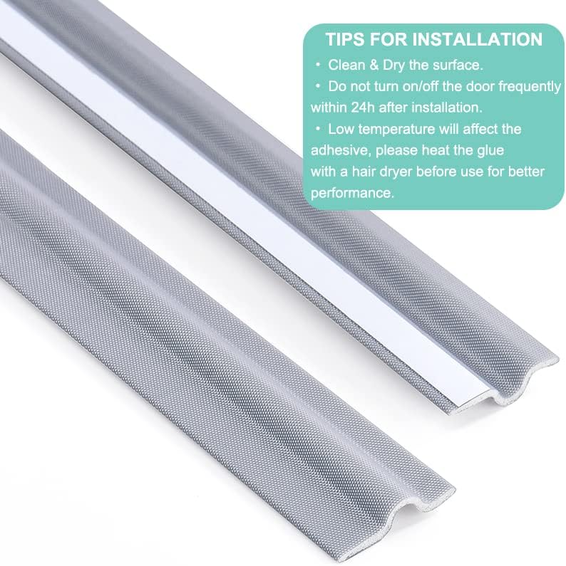 Draft Stopper Sweep, Door Weatherproofing Stripping, Window Seal Strip Self-adhisive Soundproof Cuttable Weather Length 6.56Ft - Grey