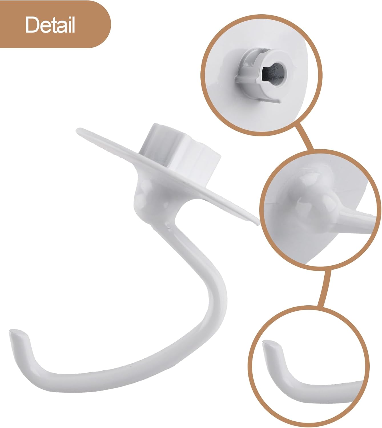 C-Shaped K45DH Coated Dough Hook, Attachment for KitchenAid Tilt-Head Stand Mixers Only, Fits 4.5–5 Quart Bowls, Compatible with K45, K45SS, KSM90, KSM150