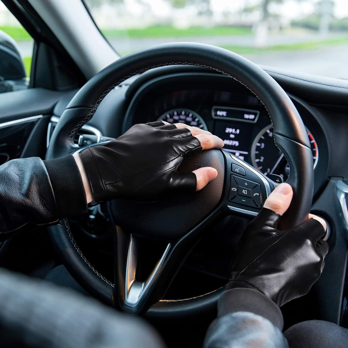 Fingerless PU Faux Leather Gloves, Driving Gloves Outdoor Sports Cosplay Costume Half Finger Glove for Women Men Teens