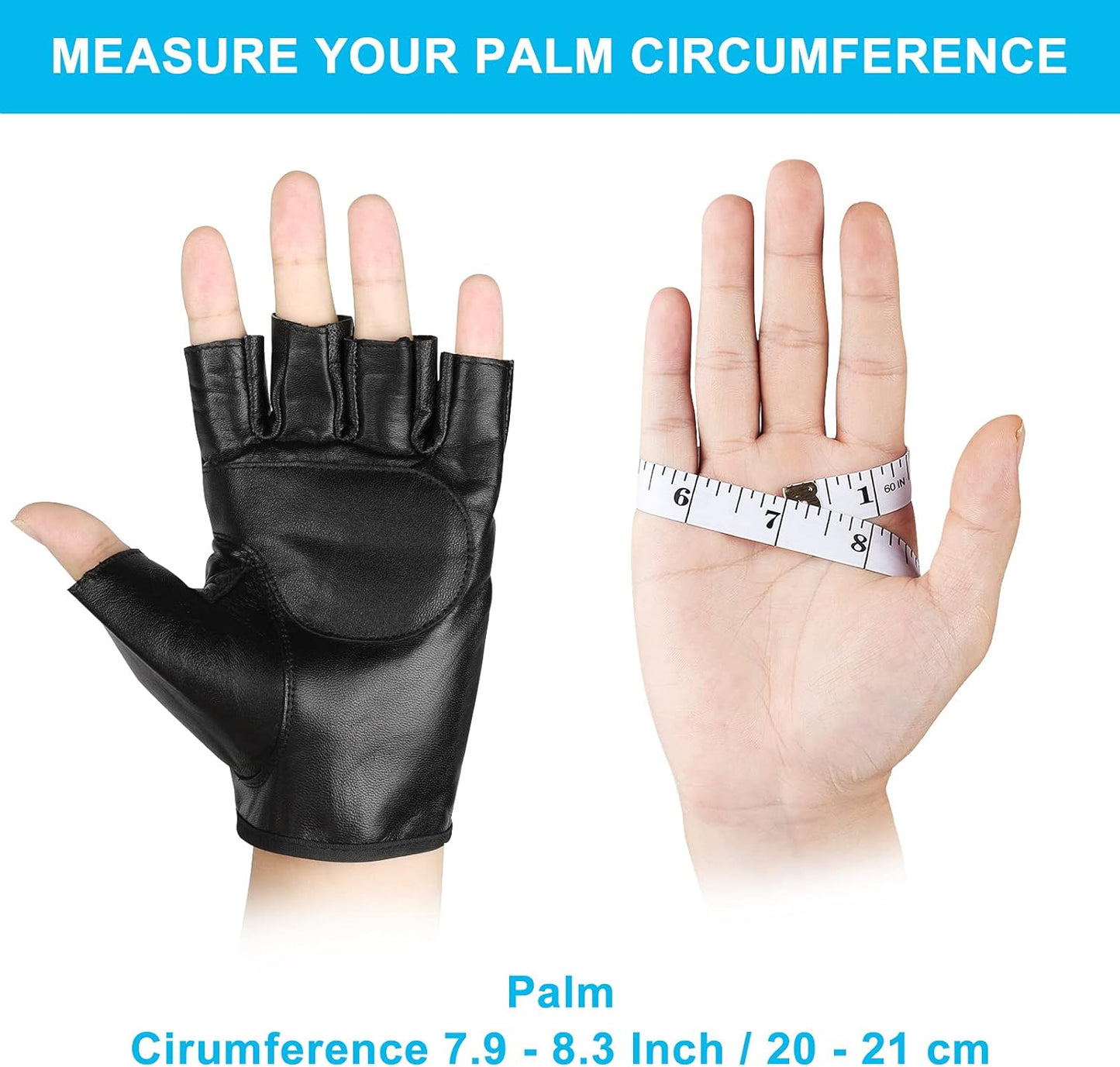 Genuine Leather Cycling Fingerless Gloves, Outdoor Driving Motorcycle Sport Half Finger Glove for Men Women Teens