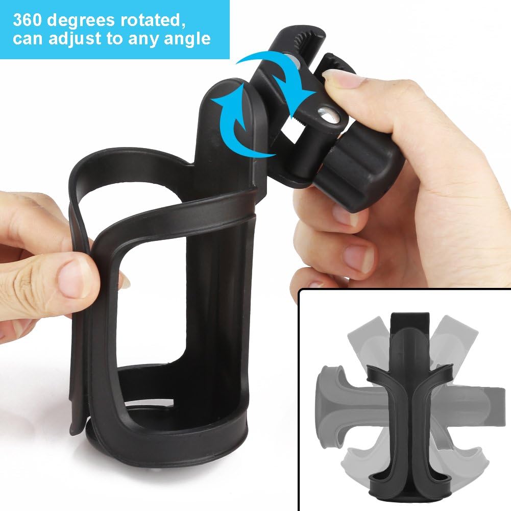 Bike Cup Holder, Bike Water Bottle Holders, Universal 360 Degrees Rotation Cup Holder for Bicycle, Stroller, Scooter, Walker, Wheelchair, Bike Bottle Holders for Kids Adults, 1 Pack