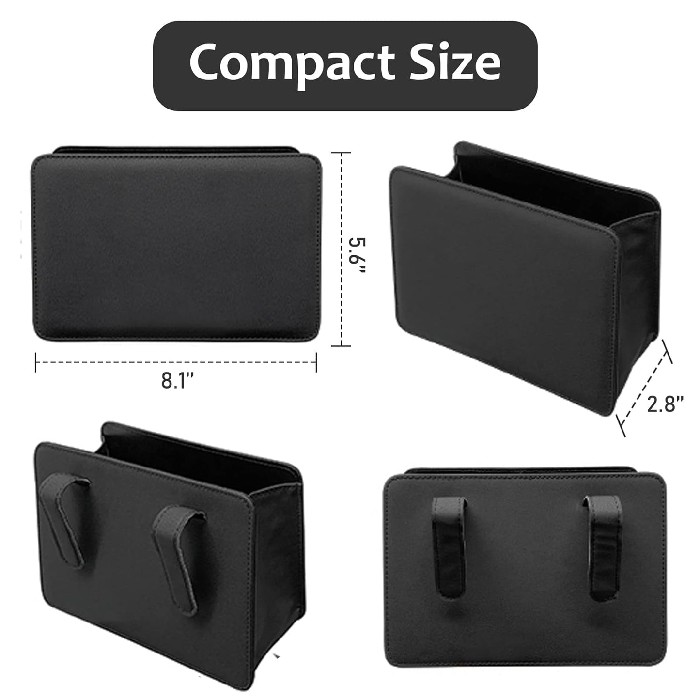 Car Trash Can, Leather Vehicle Trash Bin Car Dustbin Garbage Organizer Holder with 30 Pcs Trash Bags, Foldable Hanging Mini Cars Storage Bag Container for Auto, SUV (Black)