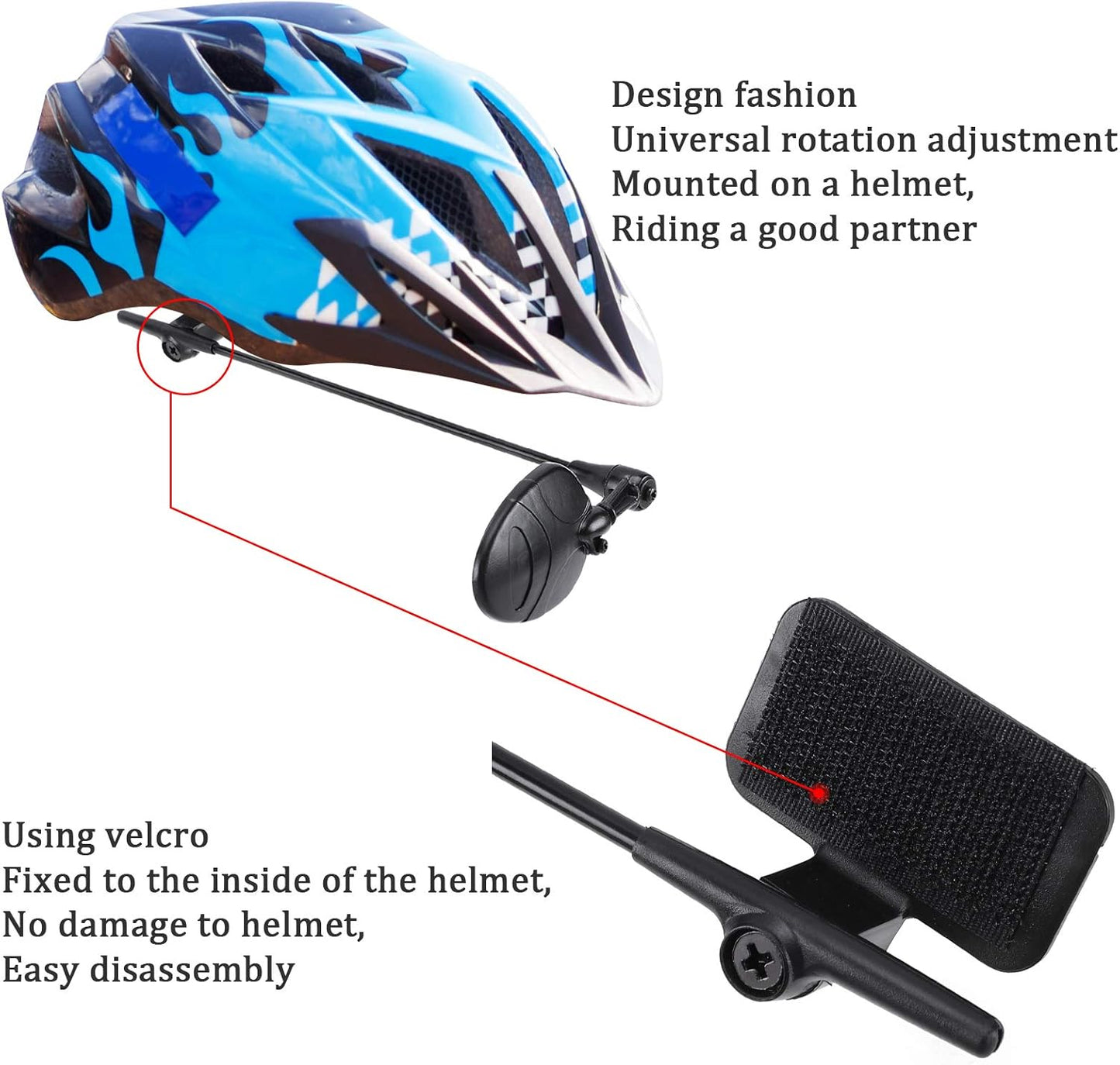 2 Pack Bike Helmet Mirror, 360 Degree Adjustable Lightweight Bicycle Cycling Rear View Helmet Mirror for Cycling, Cycling Accessories