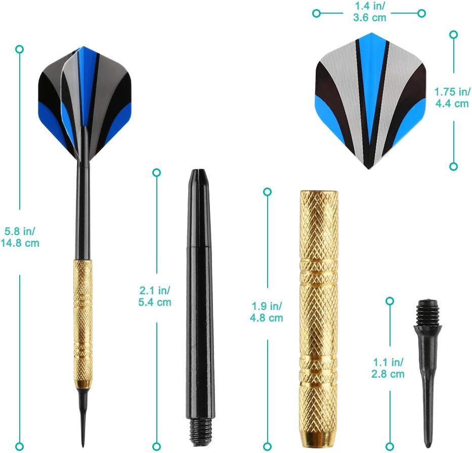 12 Pcs Darts Plastic Tip, Soft Tip Darts Set, 14g Plastic Tipped Dart, Attach Extra 36 Black 2BA Replacement Tips, Soft Tip Darts for Electronic/Plastic Dartboard