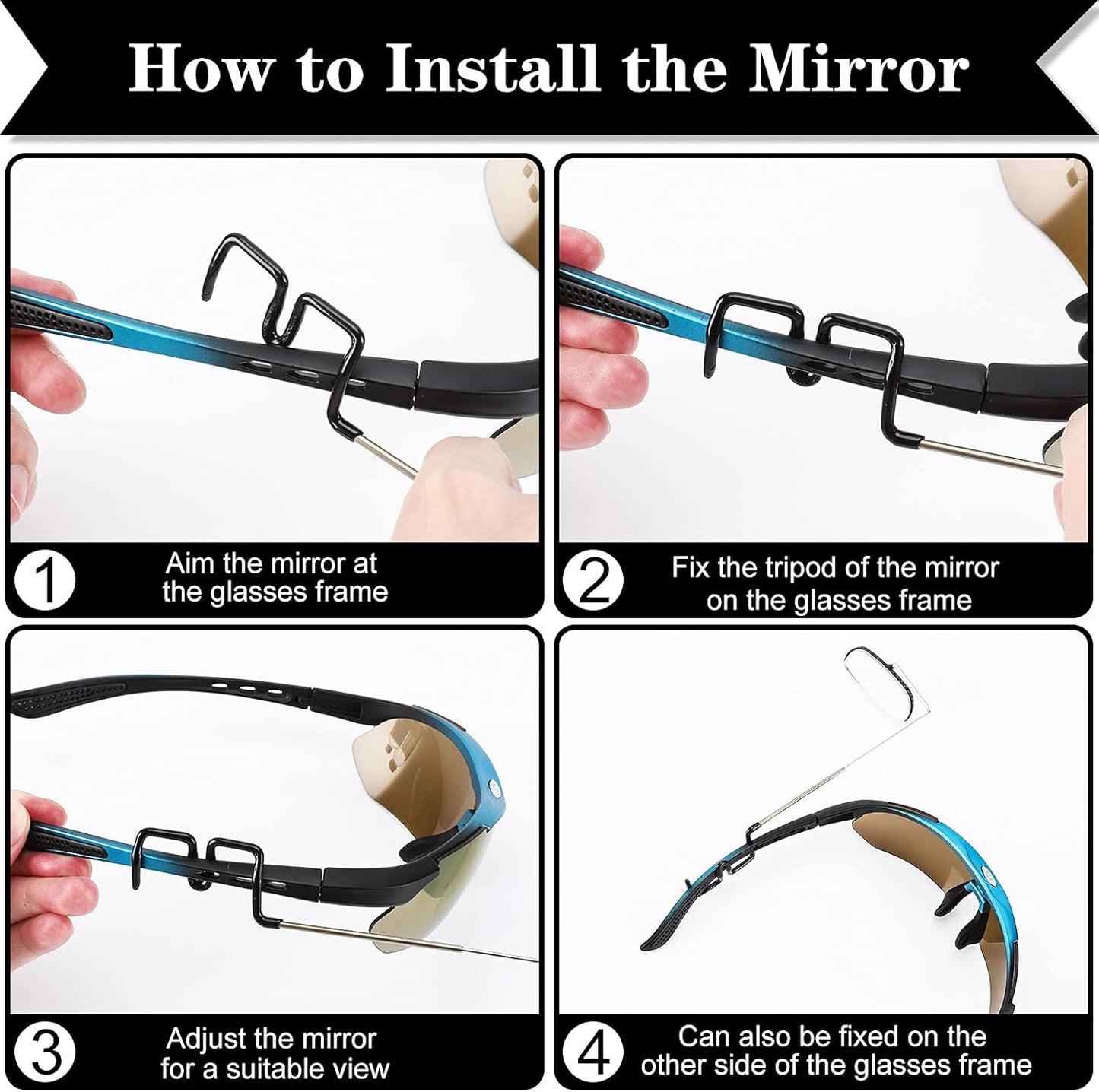 2pcs Bike Eyeglass Mirror, 360 Degree Adjustable Bicycle Cycling Rear View Wide Angle Mirror, Riding Accessories