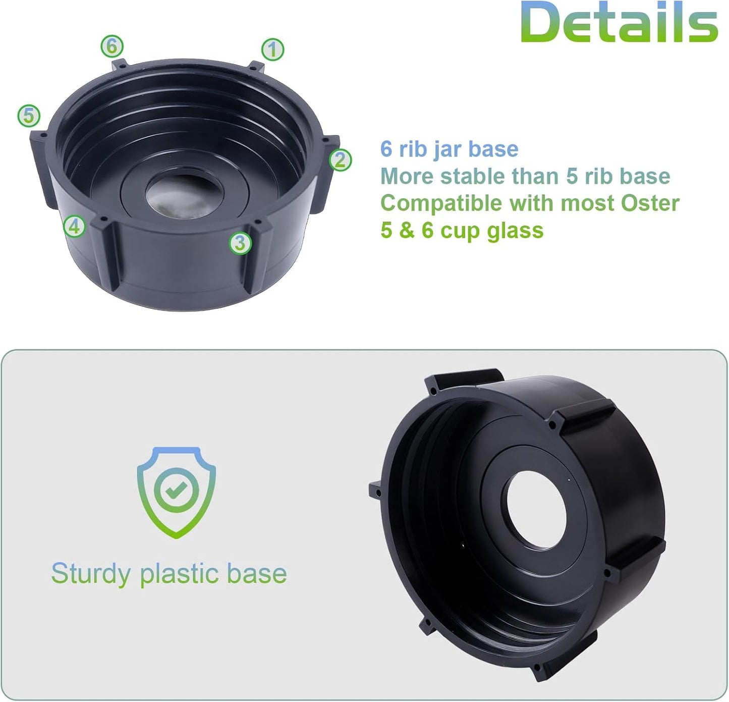 Oster Blender Replacement Parts Kit - 6-Fin Ice-Crushing Blade, Jar Base Cap, and Two Rubber O-Ring Gaskets (4-Piece Accessory Refresh Set)