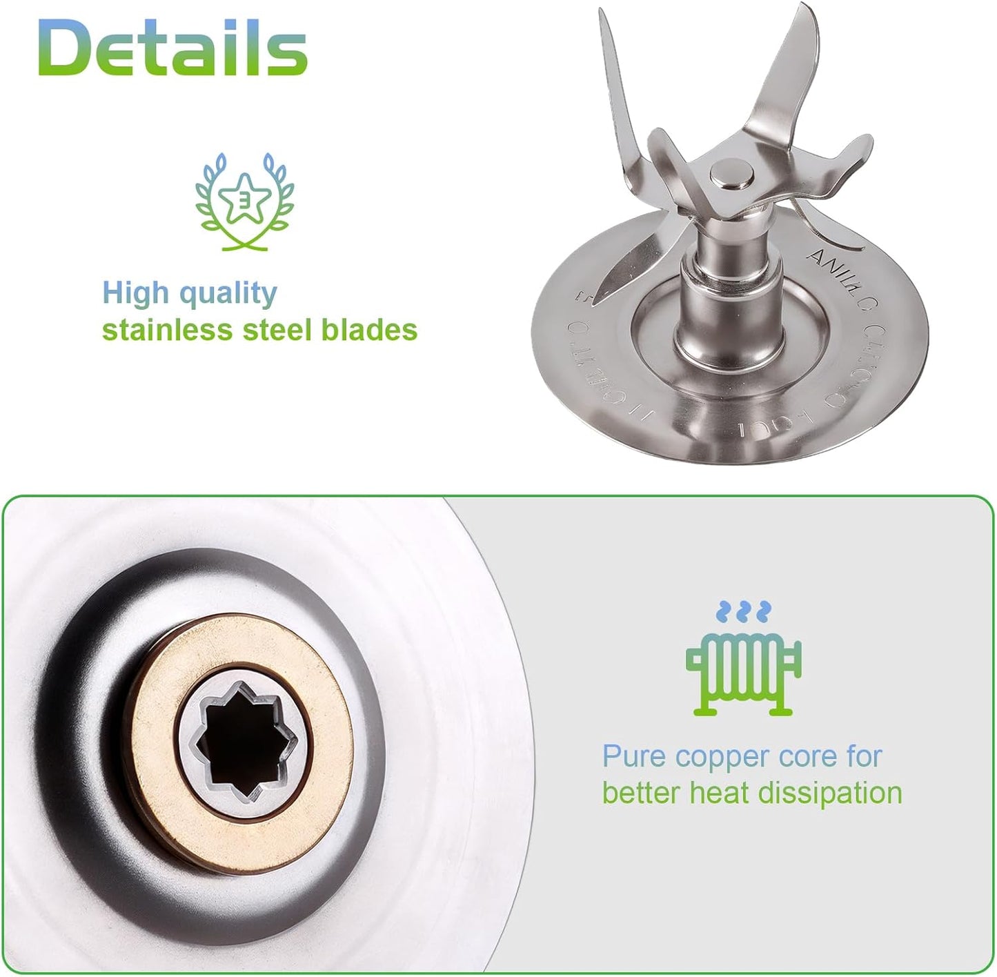 Oster Blender Replacement Parts Kit - 6-Fin Ice-Crushing Blade, Jar Base Cap, and Two Rubber O-Ring Gaskets (4-Piece Accessory Refresh Set)