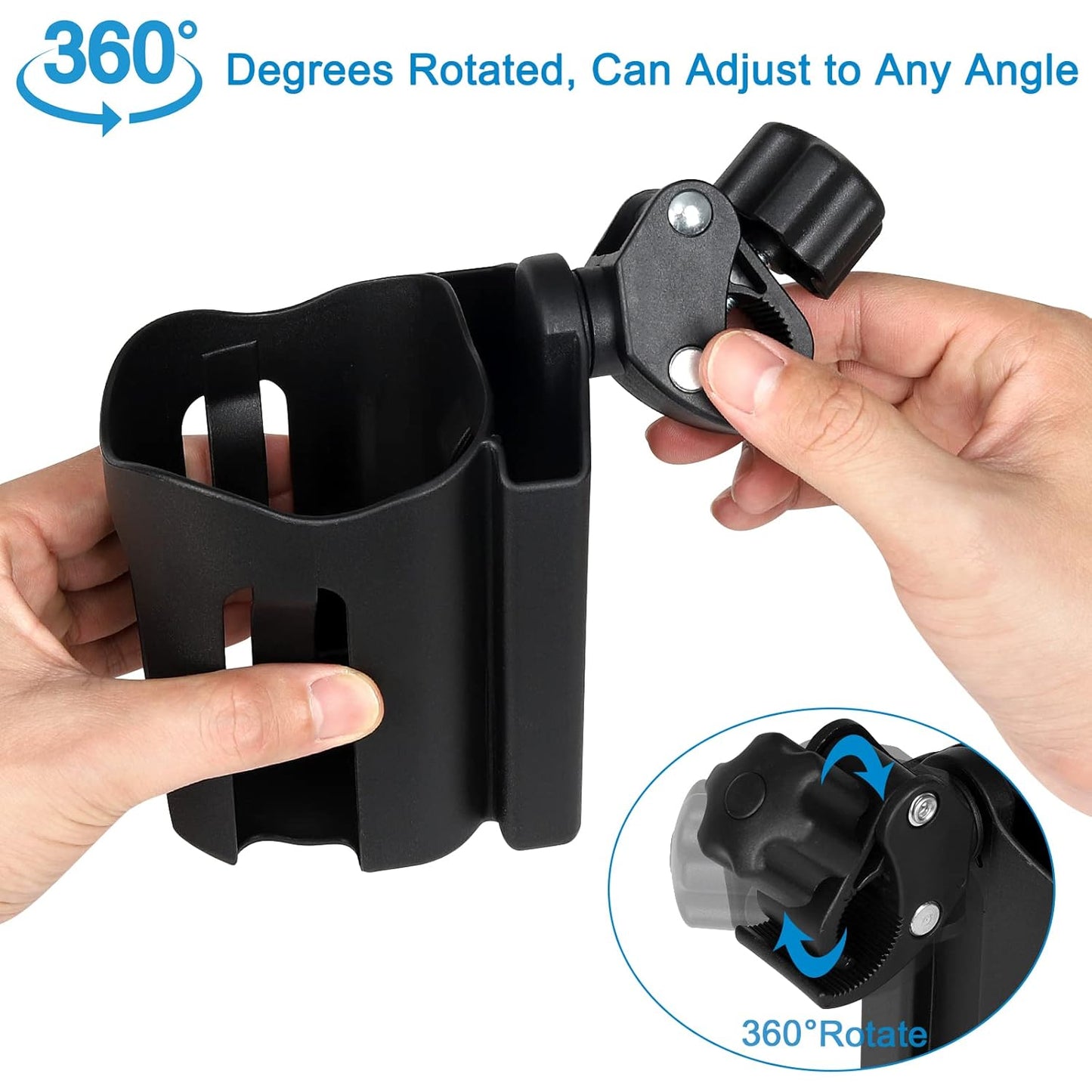 Stroller Cup Holder with Phone Holder, Bike Cup Holder, 2-in-1 Universal Cup Holder for Stroller, Bike, Pushchair, Rollator, Wheelchair, Walker, Scooter
