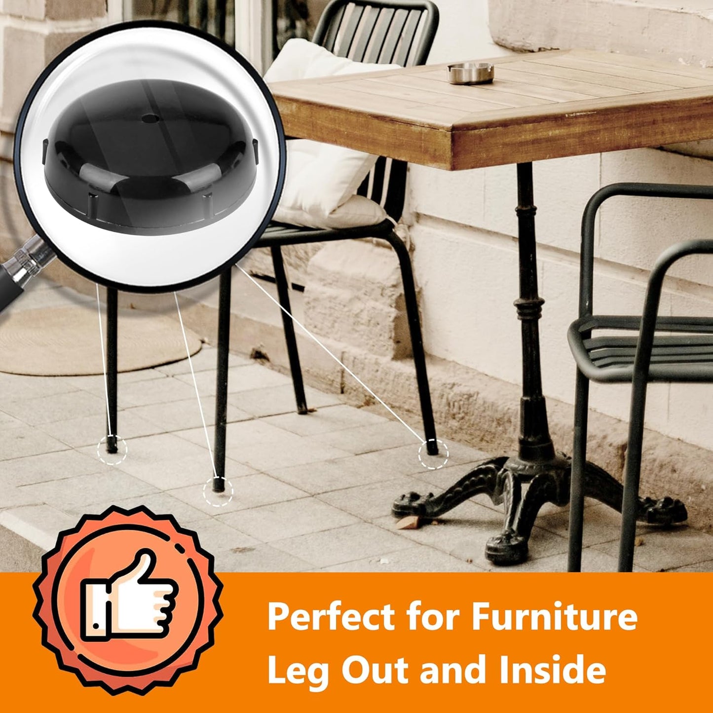 24-Pack Wrought Iron Patio Furniture Feet Caps 1-1/2 Inch Plastic Outdoor Patio Chair Leg Caps Floor Protecting Replacement Feet Glides for Metal Tables and Chairs, Black