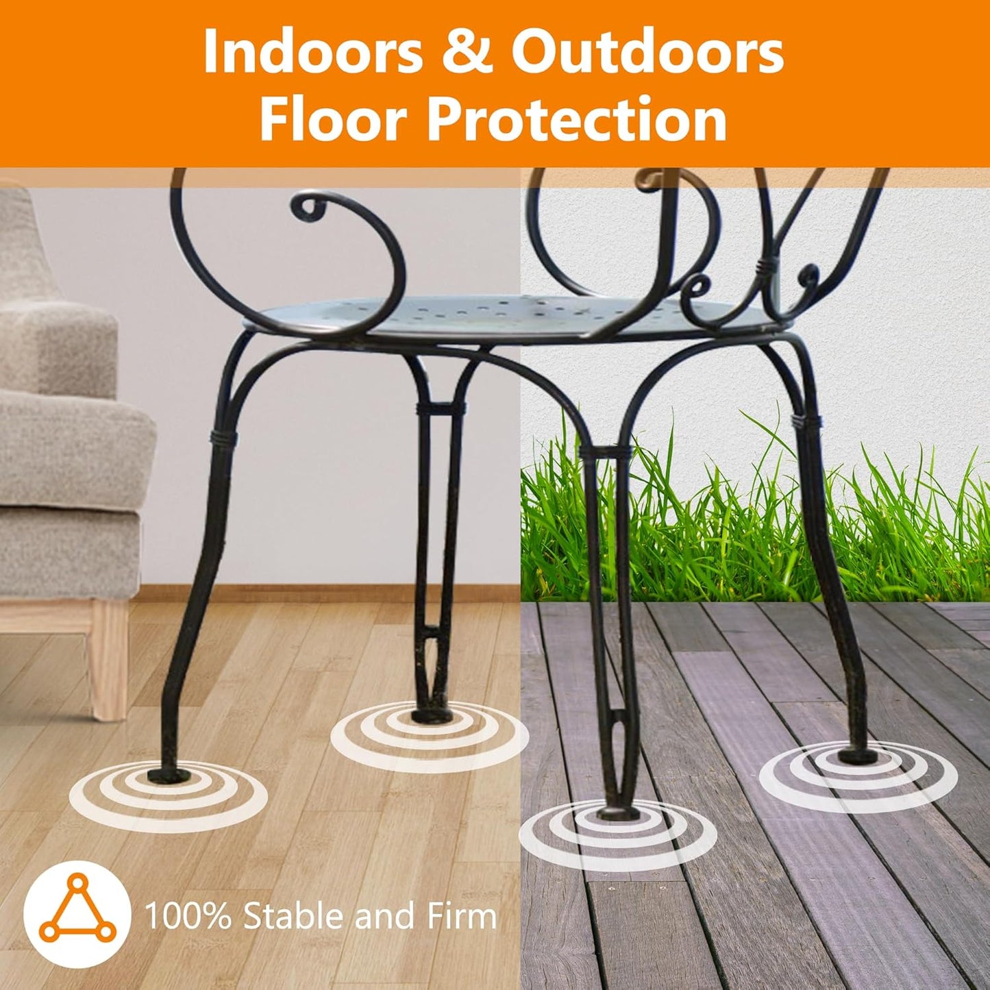 24-Pack Wrought Iron Patio Furniture Feet Caps 1-1/2 Inch Plastic Outdoor Patio Chair Leg Caps Floor Protecting Replacement Feet Glides for Metal Tables and Chairs, Black