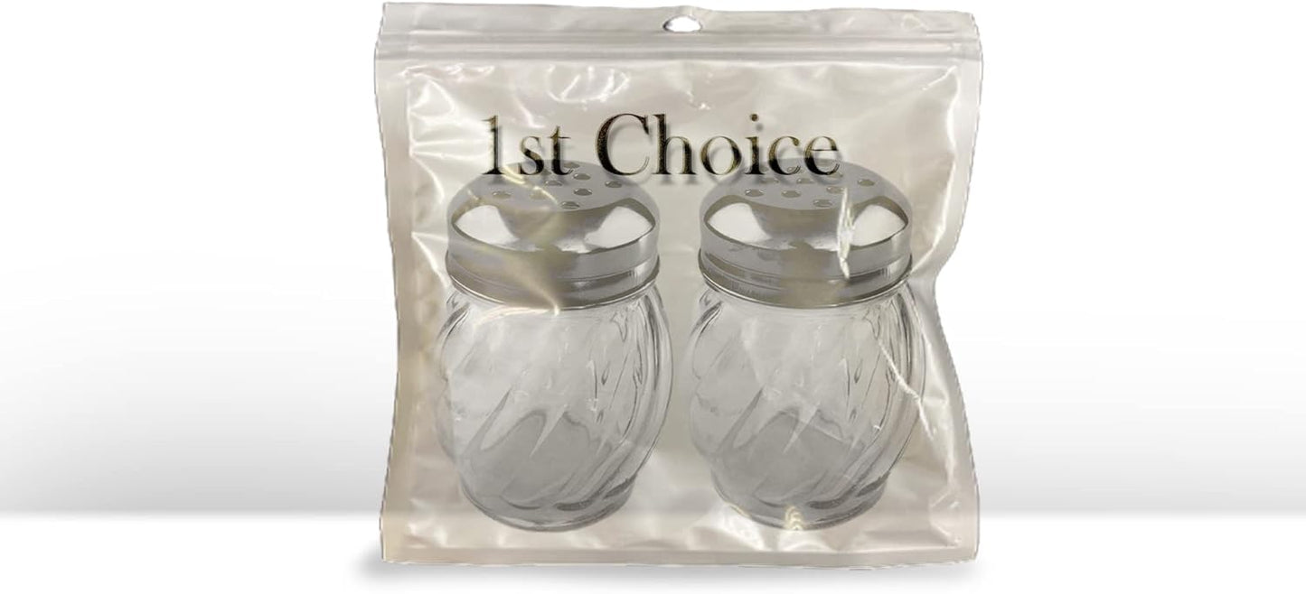 Salt and Pepper Shakers with Stainless Tops Set of 2 (Chesse Shakers)